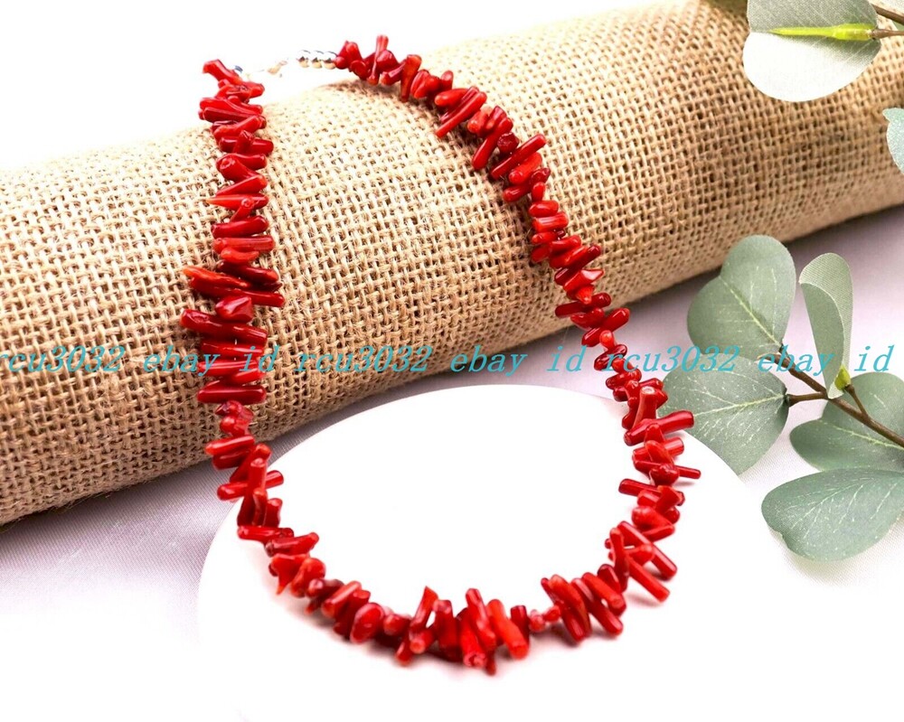 Boho Fashion Beautiful Natural Red Coral Irregular Chip Beads Necklace 14-36″