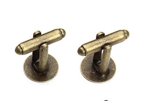 1 pair (2pcs) Cufflinks Antique Bronze Color Cuff Link Blank Findings 8mm x 16mm