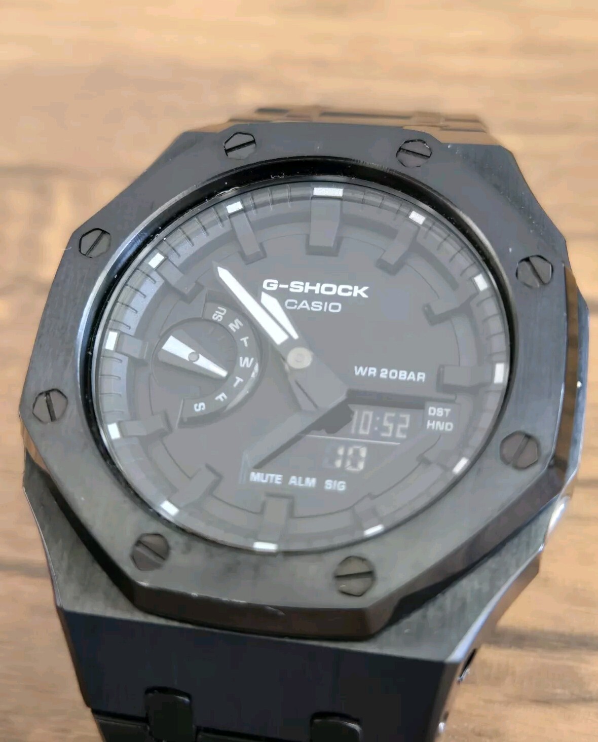 Casio G-Shock GA-2100SKE MOD Metal Case Bracelet Black Analog Digital 45.4 mm