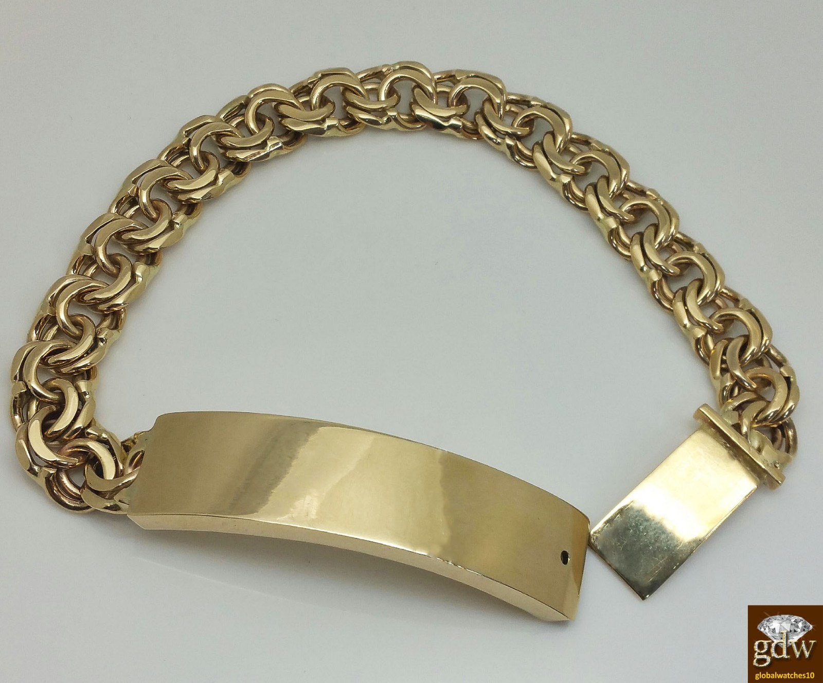 Real Solid 10k Gold Chino Link ID Bracelet Box Lock 8.5″ 13mm ID Rope Cuban