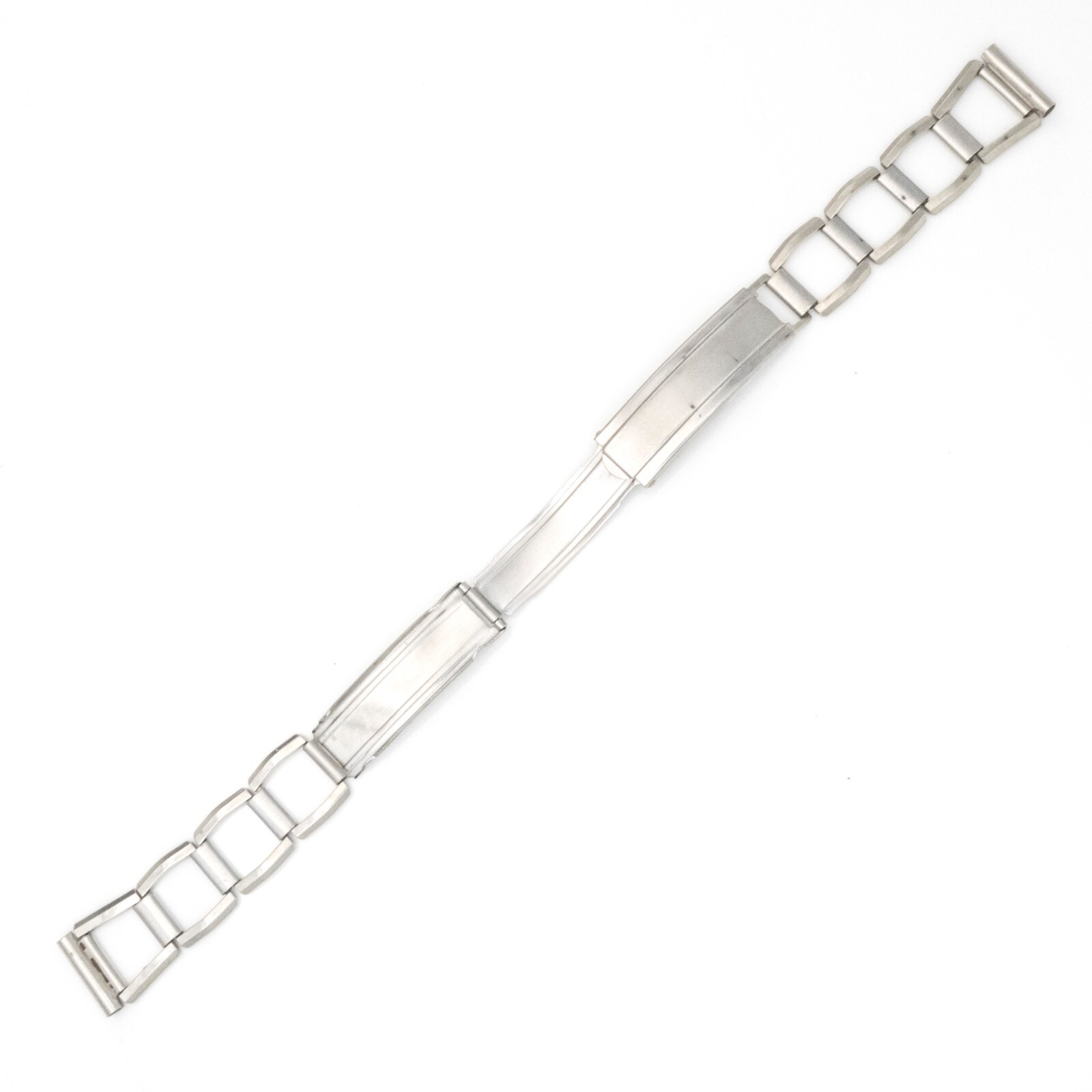 Vintage Saber 13.9 mm stainless steel open link watch bracelet w/trifold clasp