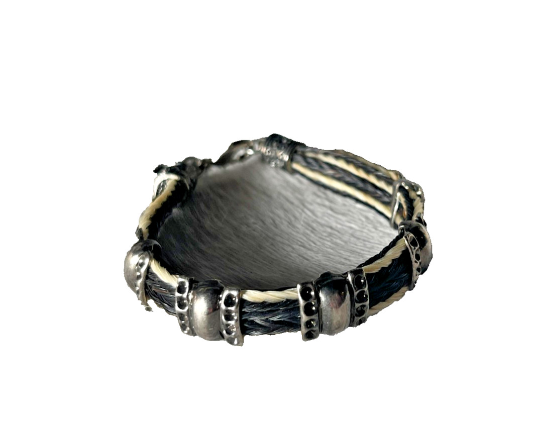 Western Womans Bracelet 8 x 3/8 in Horsehair Silver Concho Lobster Multicolo