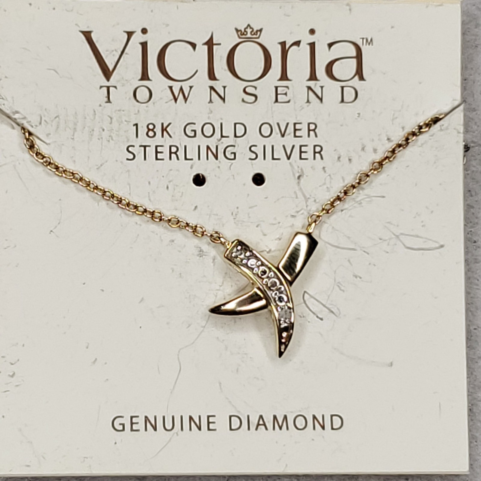 DBJ Sterling Silver X Kiss Necklace Dainty Victoria Townsend 18kt GP 18″