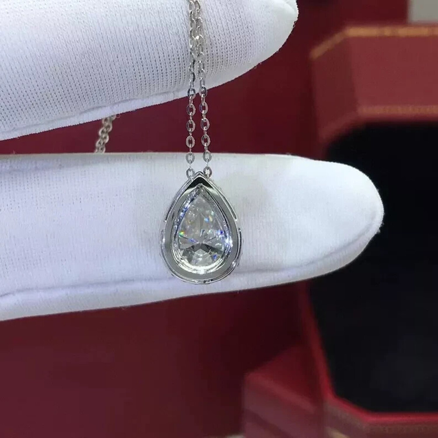 Lustrous 4.7 Ct Pear Cut Lab Diamond Solitaire Drop Necklace in 925 Silver