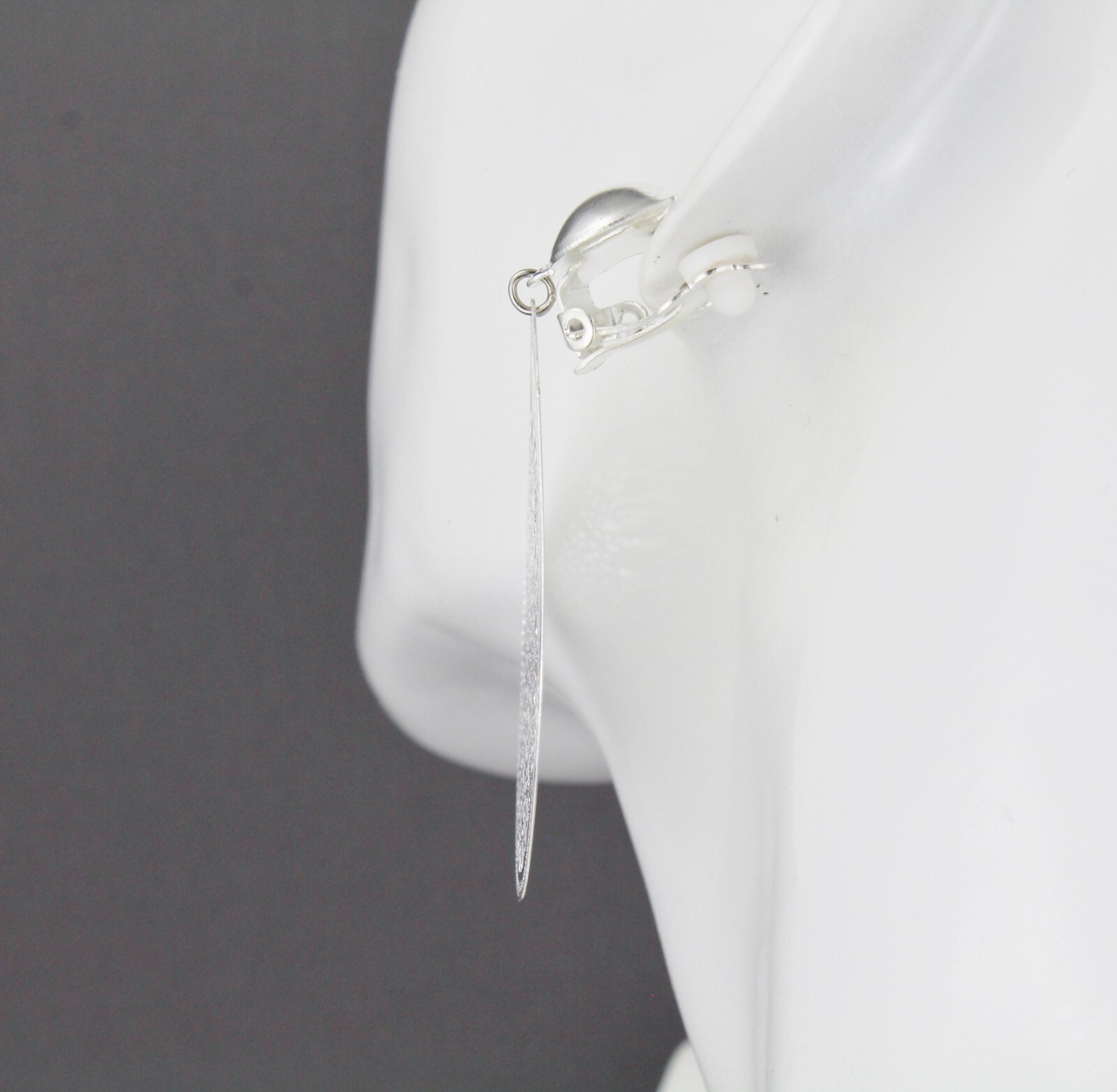 Silver Clip On earrings filigree teardrop pendant clips lightweight 2.5″ long