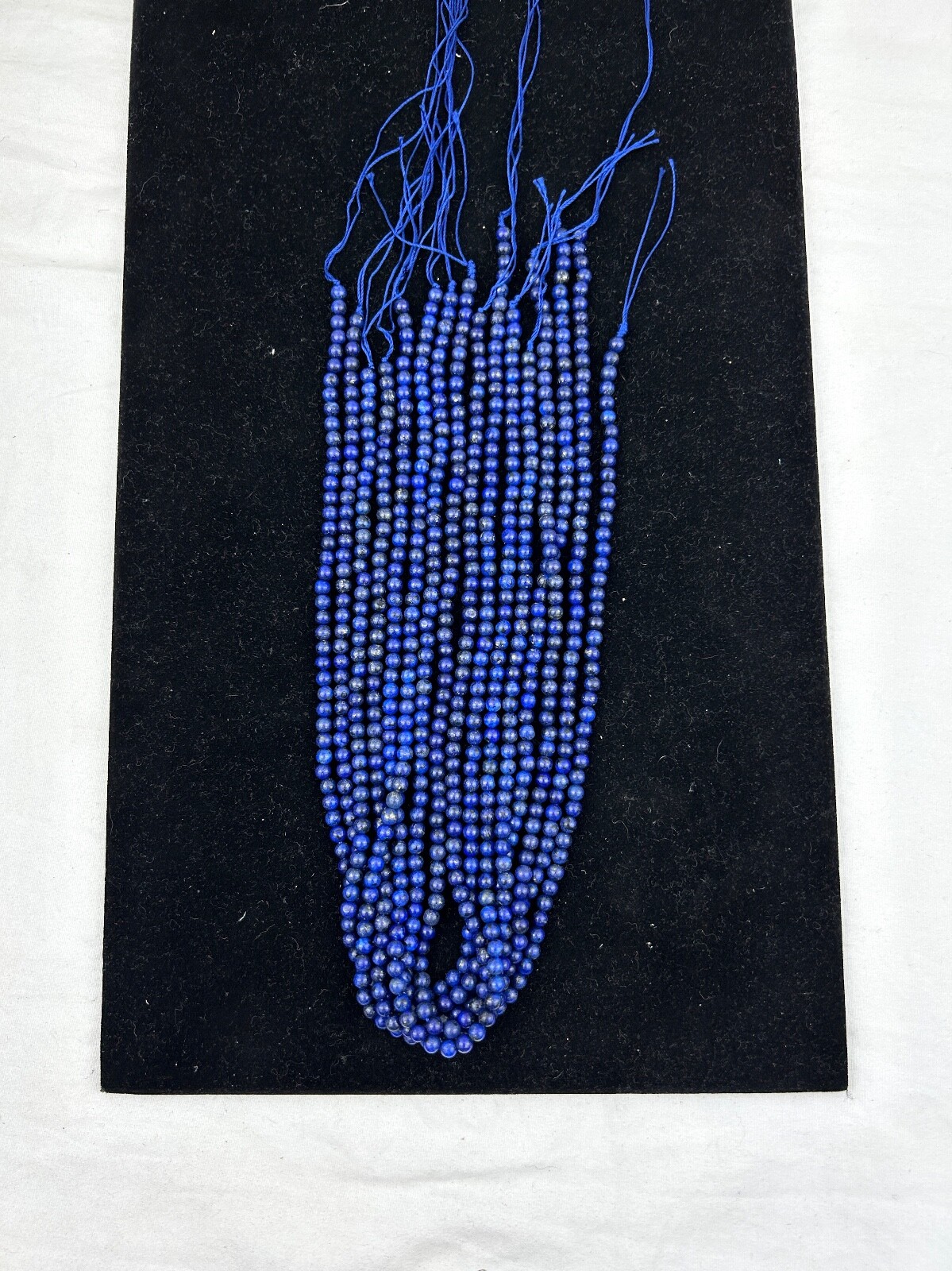 Natural Afghani Lapis Round Bead Necklace – 3mm to 4mm 8 Strands