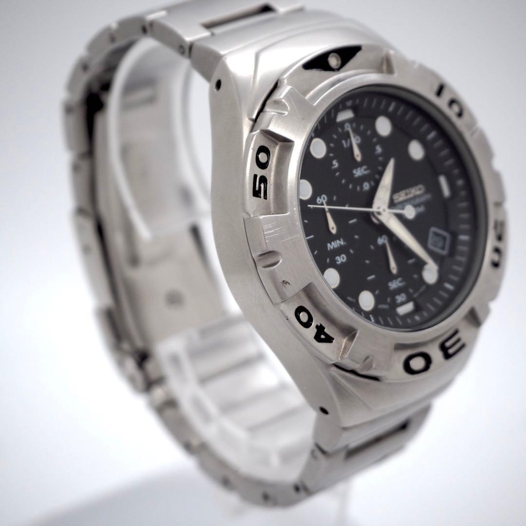 456 SEIKO Watch Chronograph Black Diver Watch Men’s