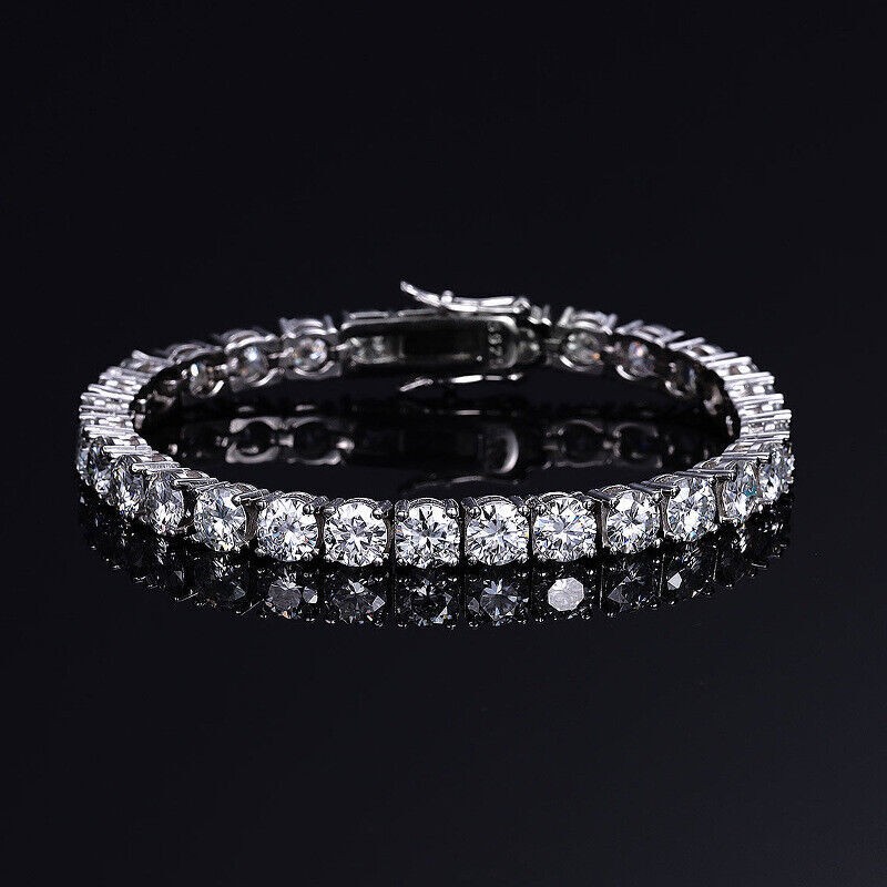 3-5MM VVS Moissanite Tennis Chain Bracelet 925 Sterling Silver Passes Tester