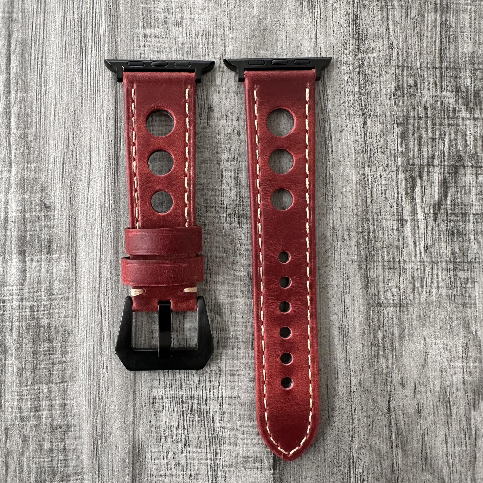 Leather Perforated Racing Rally Watch Strap Band For Apple Watch ULTRA 1 2 49mm
