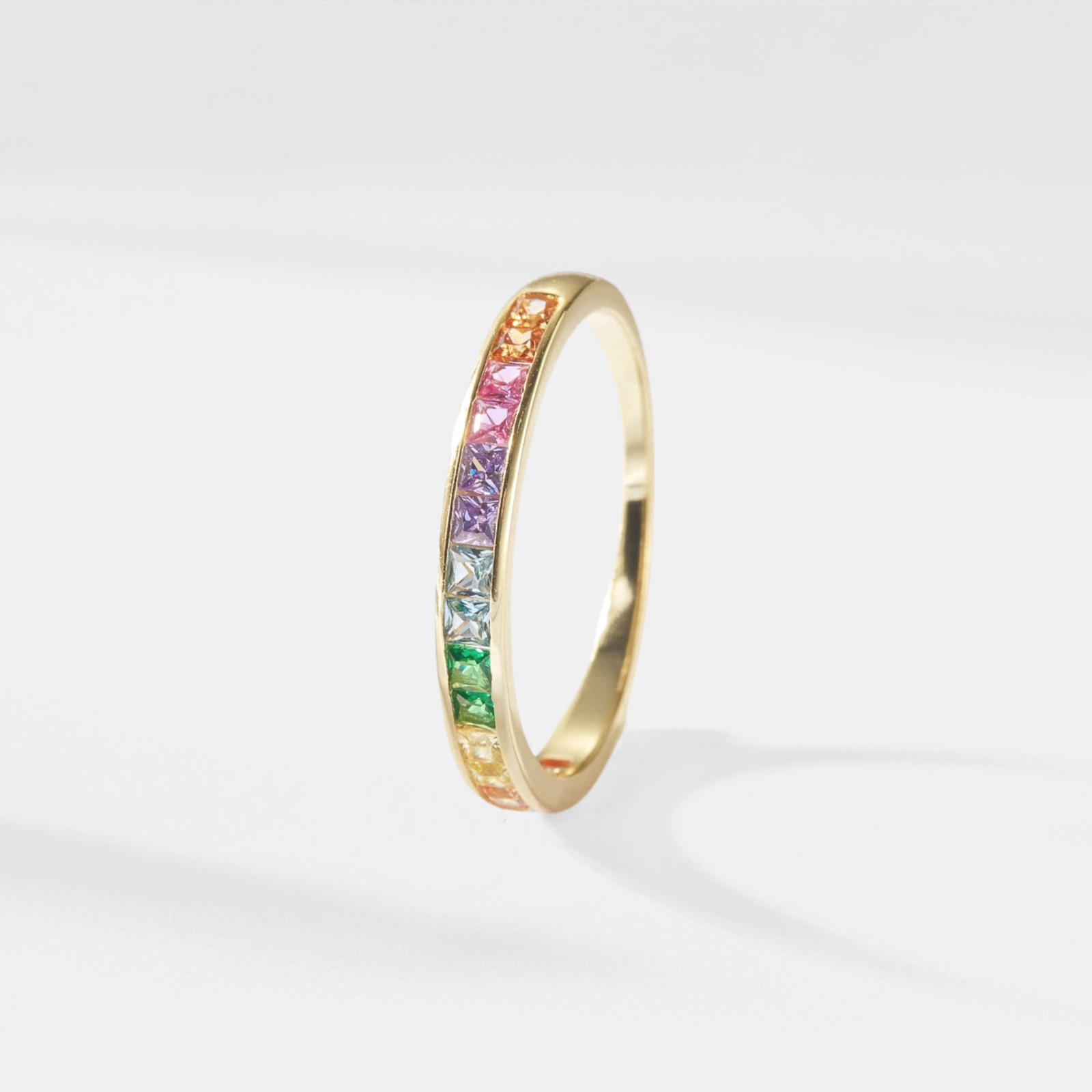 Rainbow LGBTQ Pride Stacked Band Ring in 925 Sterling Silver