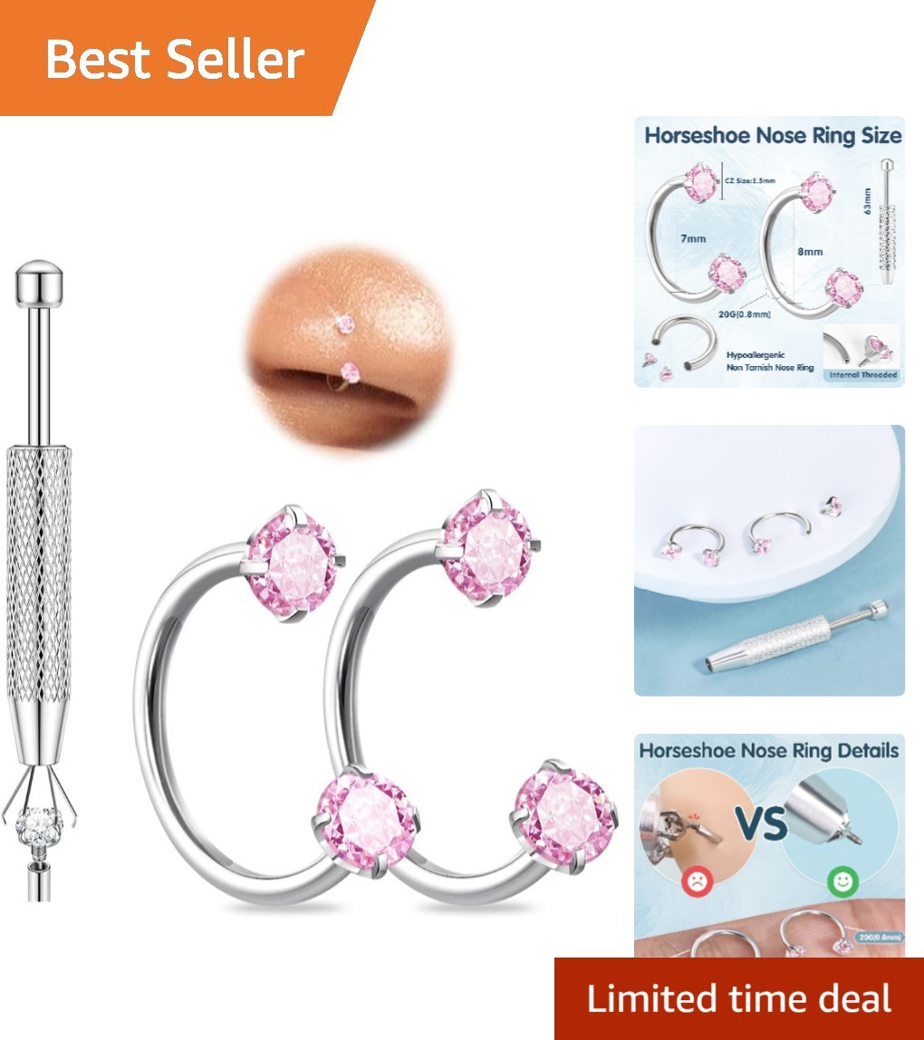 Stylish 20g 18g Gold and Silver Horseshoe Nose Rings – Perfect for All Piercings