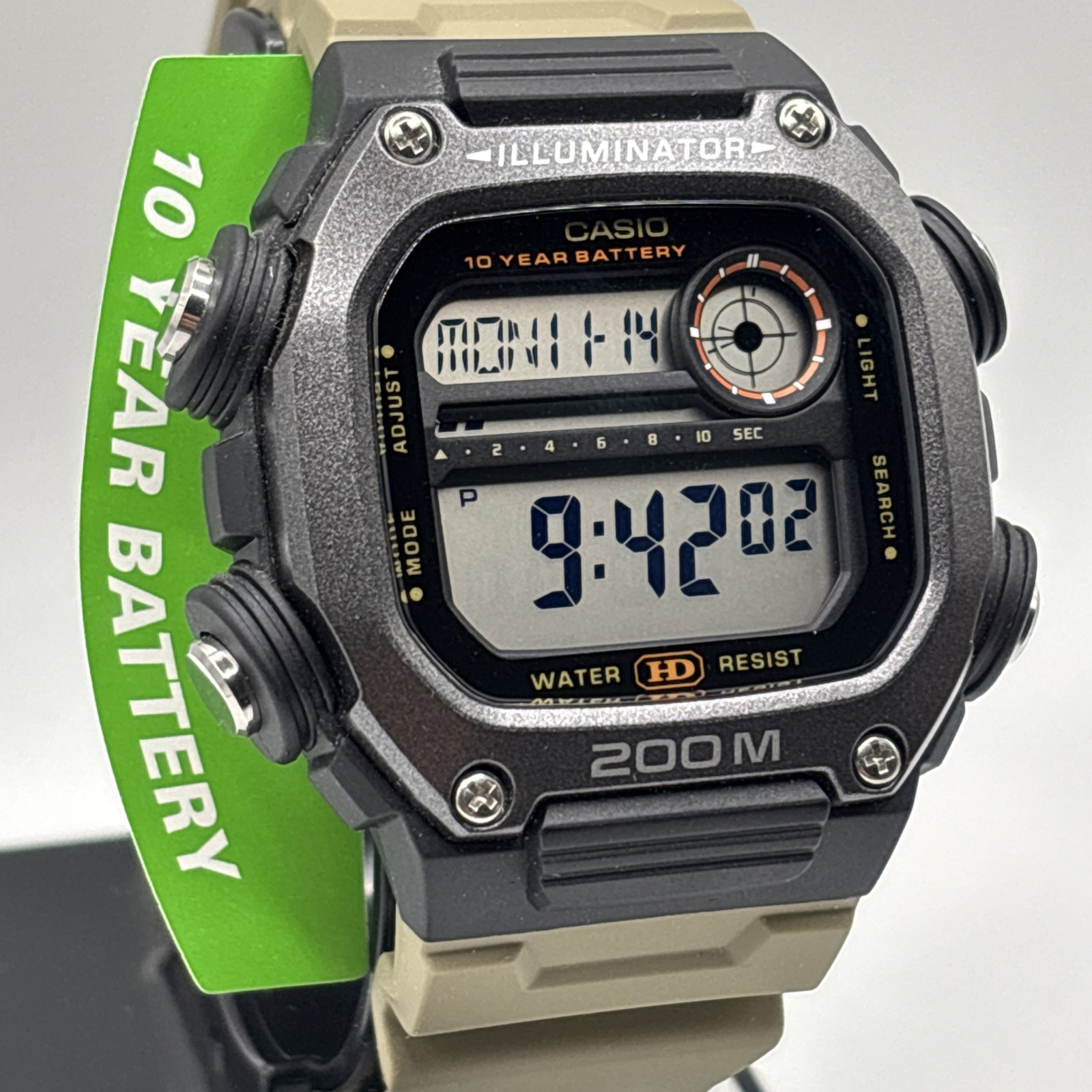 Casio DW291HX-5AV X-Long Strap Watch World TIme Alarm Day/Date 200 Meter WR NEW