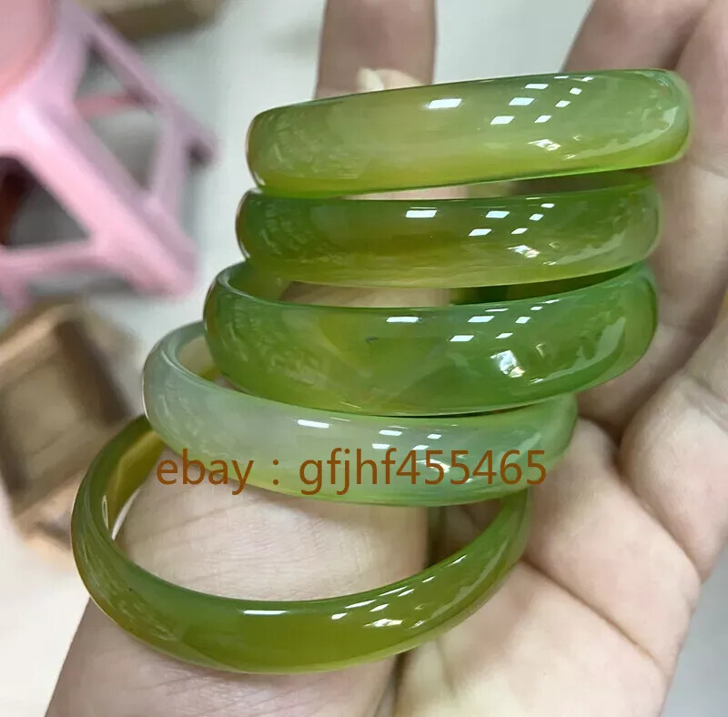 Authentic certified 50mm ice cold semi transparent apple green jade bracelet-