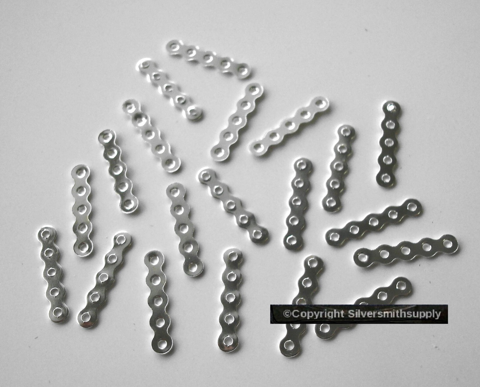 Bracelet spacer bars 5 strand necklaces SILVER plt 20pcs Use 4mm beads FPS172
