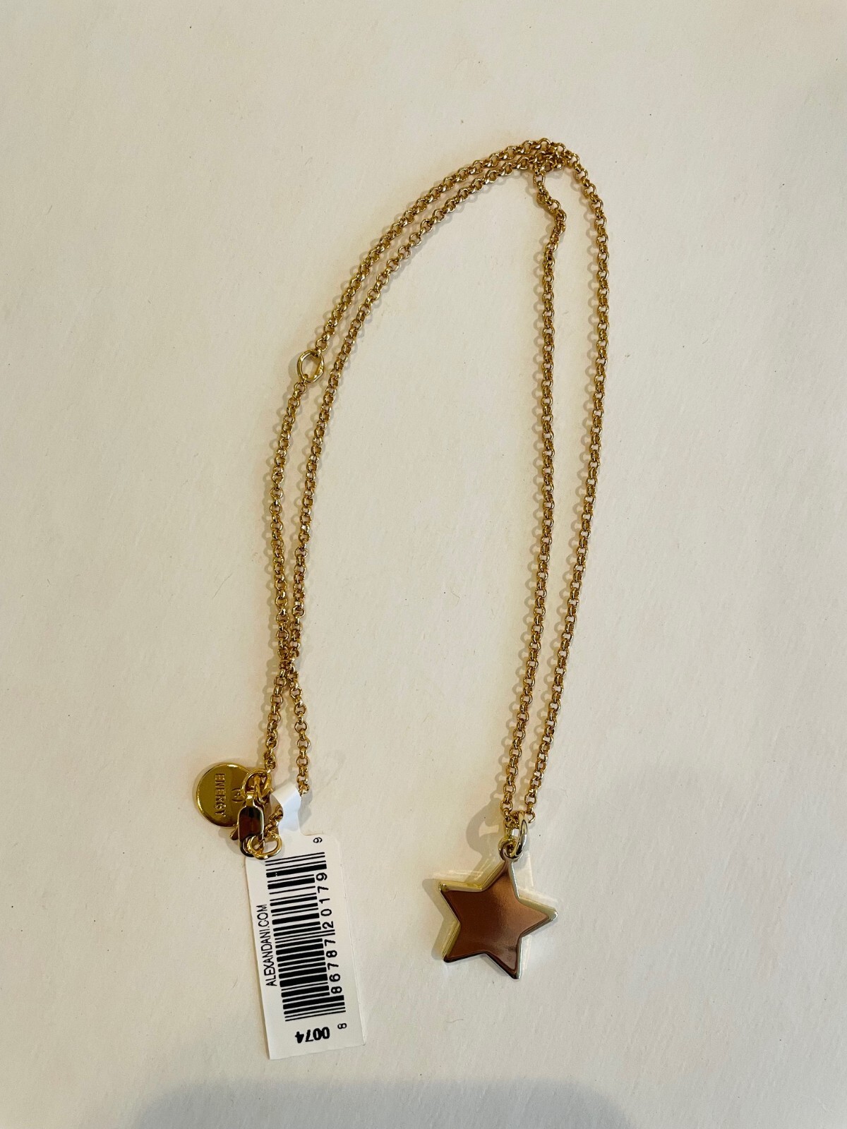 alex and ani gold star charm necklace, gift box,19″chain, nickel free