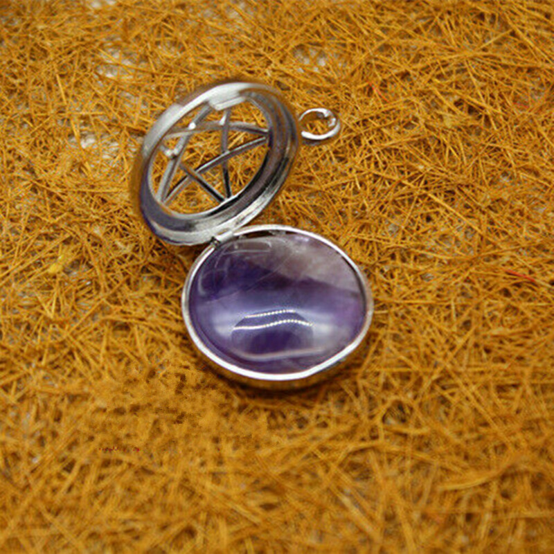 Wholesale 10pcs Natural Mixed Stone Hollow Out Five Star Box Amulet Luck Pendant