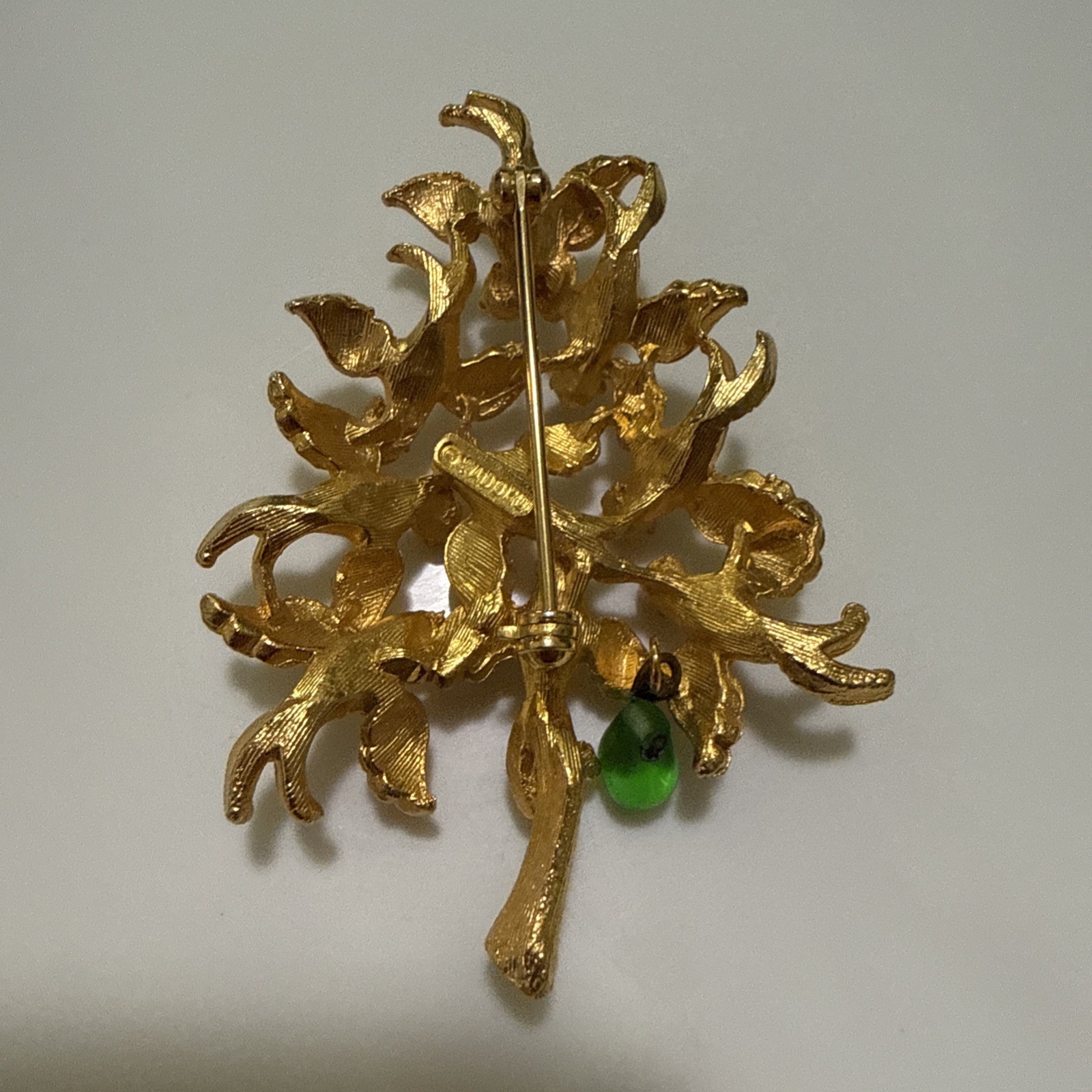 Vintage Signed CADORO Flying Doves Tree Dangle Brooch Pin Mid Century Jewelry