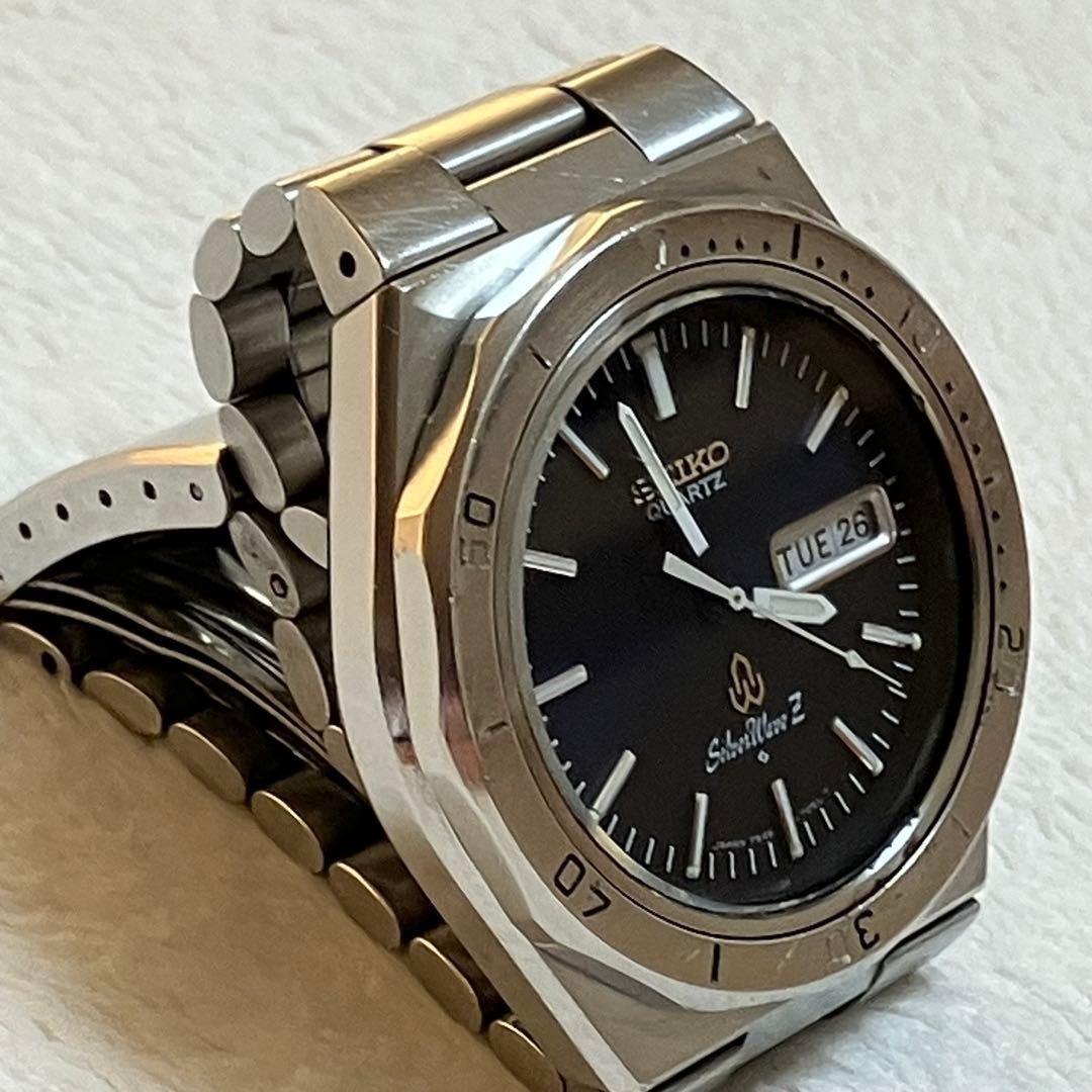SEIKO Silver Wave Z Quartz 7546-7040 Men’s Watch Diver Day Date Battery 39mm