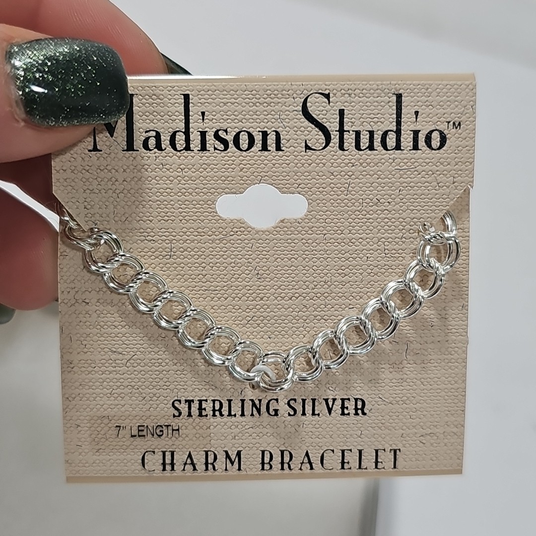 925 Sterling Silver Madison Studios Charm Bracelet 7″ And Picture Frame Charm