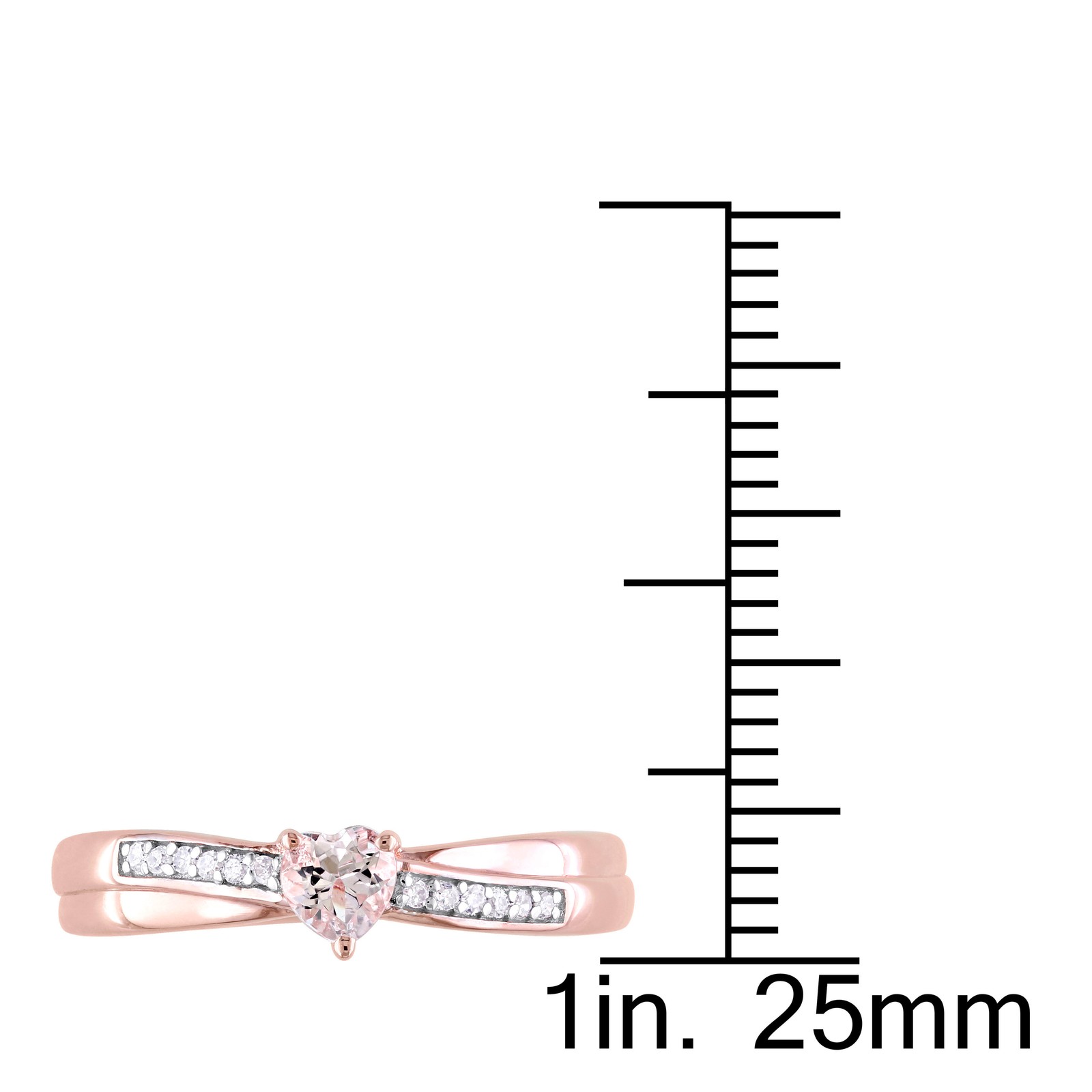 Amour Rose Plated Sterling Silver Morganite & Diamond Accent Crossover Ring