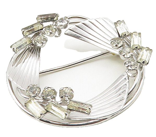 CARL ART 925 Sterling Silver Vintage Topaz Floral Wreath Brooch Pin BP6611