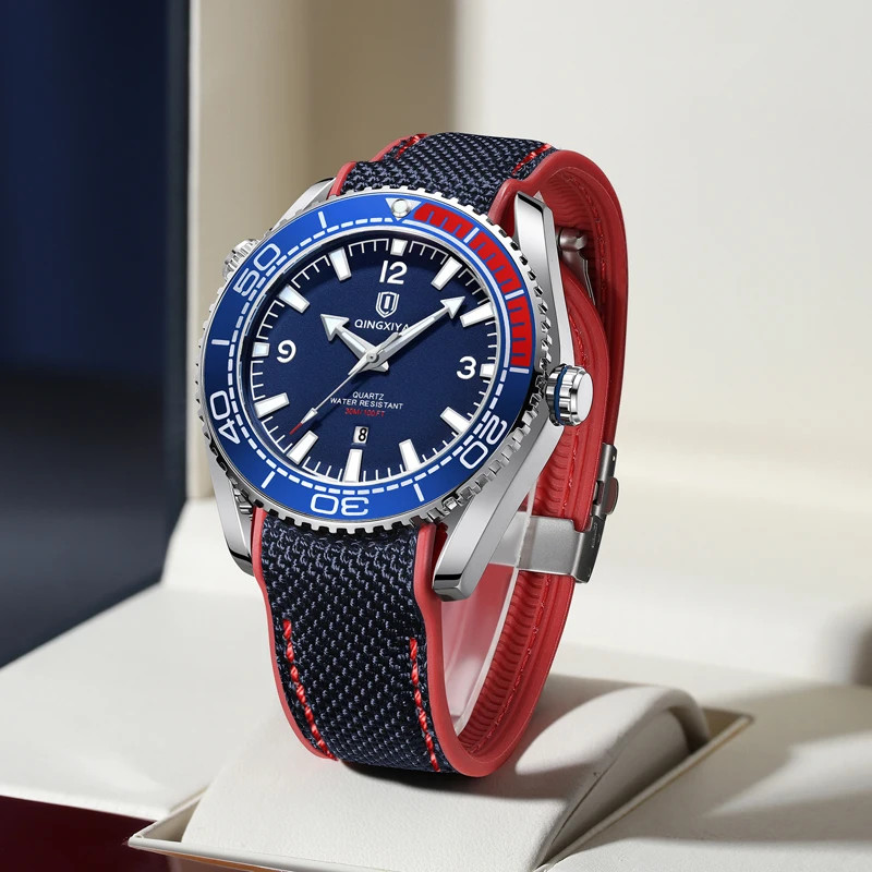Man Watch Fashion Silicone Strap Mens Watch Waterproof Calendar Quartz