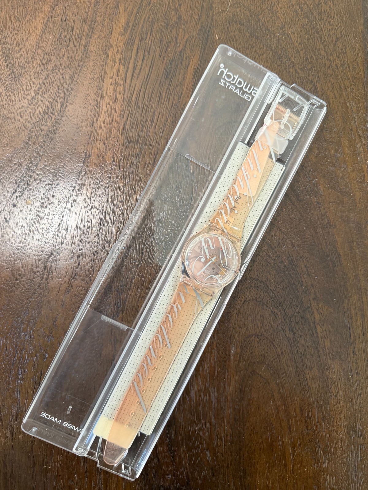 1997 Swatch Sweetened GR132 Transparent Skeleton Dial 34mm NOS Boxed Running