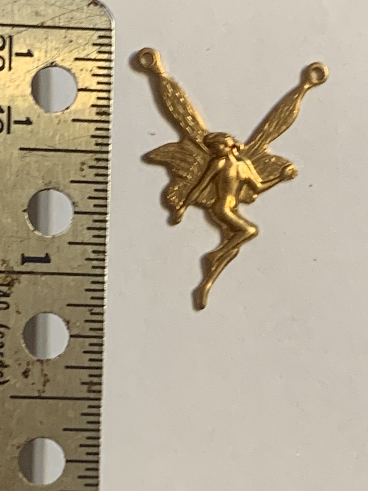 15 Vintage Brass Stamping / Fairy Nymph Two Holes for Drop or Necklace