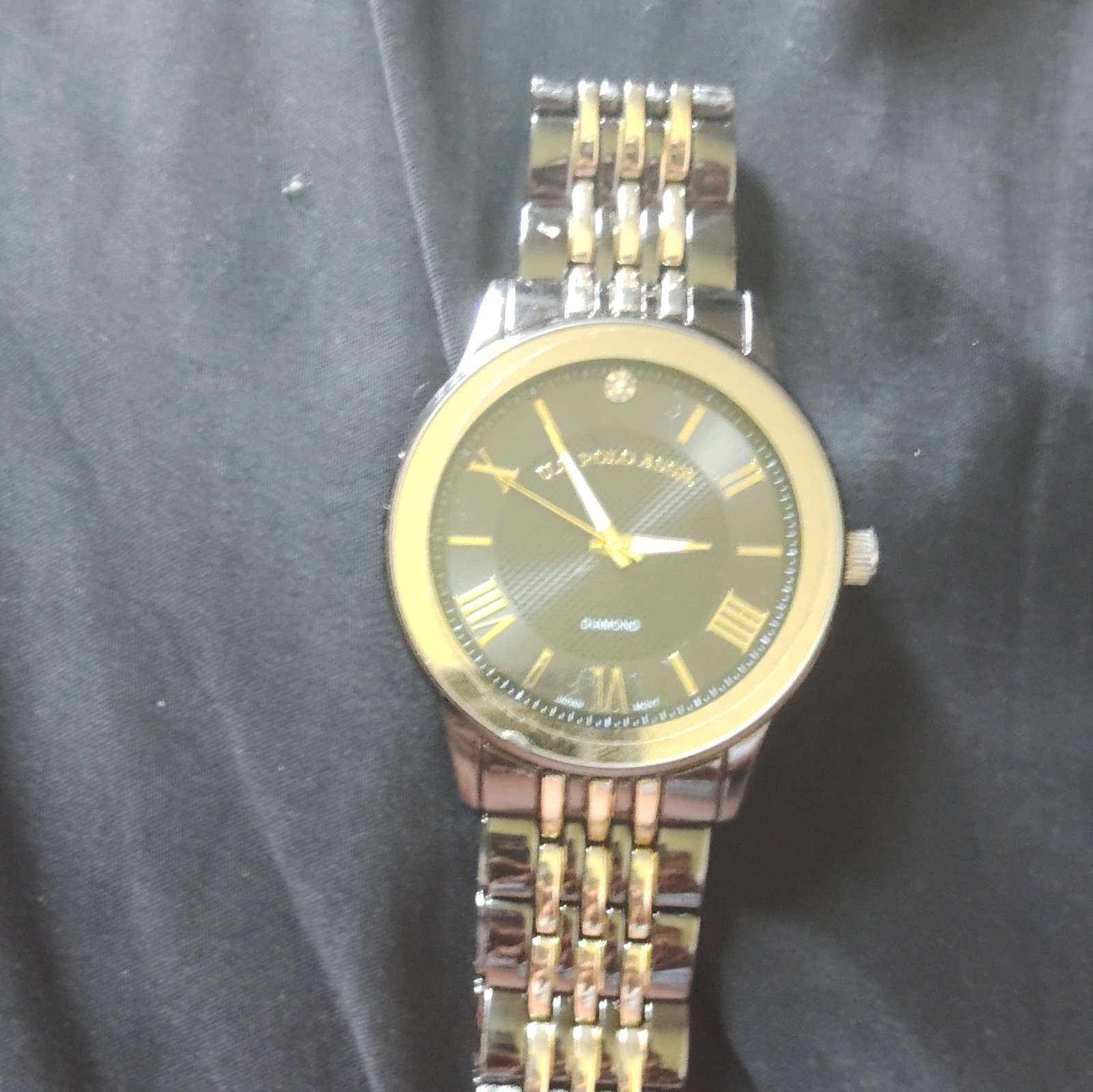 US Polo Assn. Two-Tone Gold/Silver Quartz Watch, Black Roman Dial 40mm