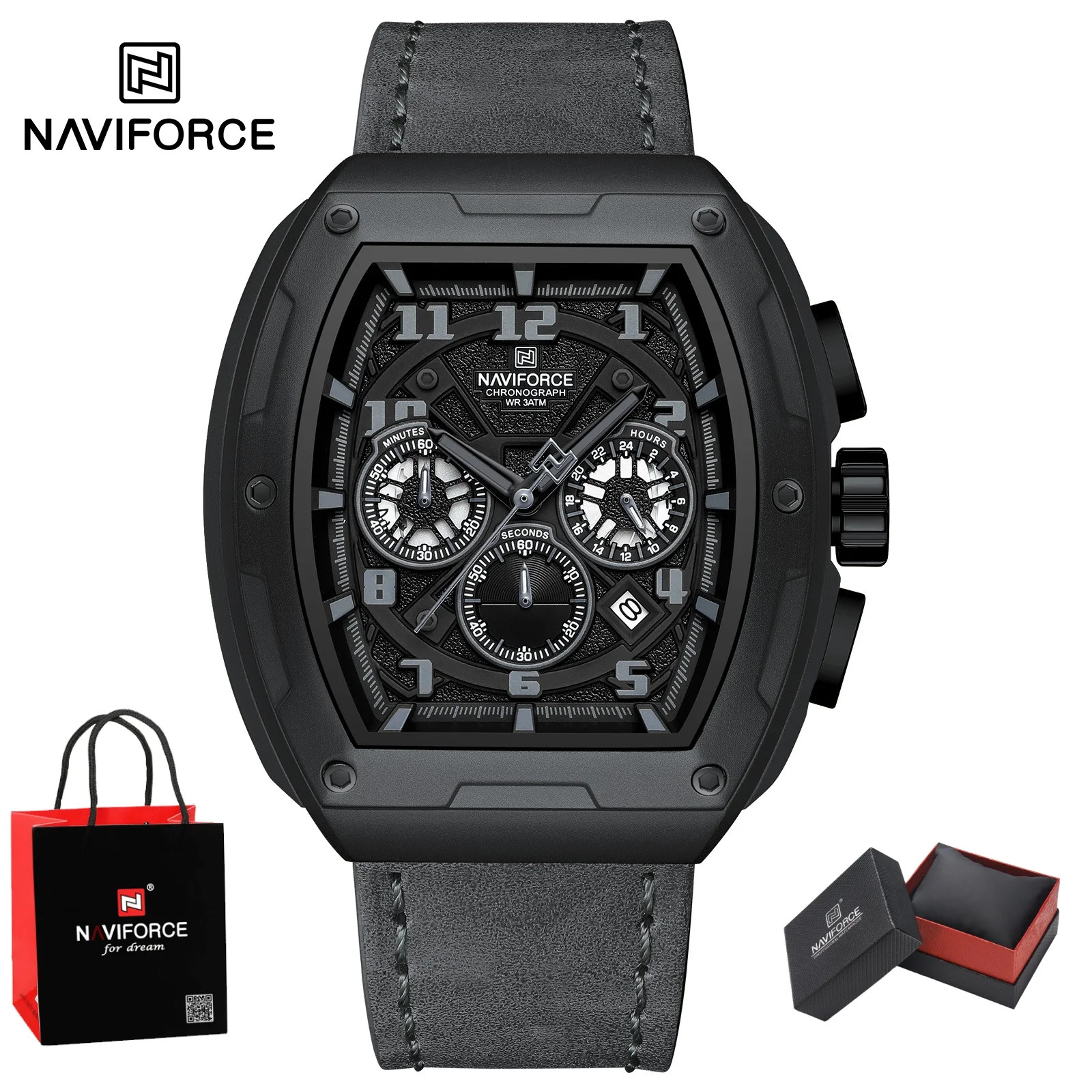 NAVIFORCE Business Quartz Wristwatch for Man Water Resistant Chronograph Popular