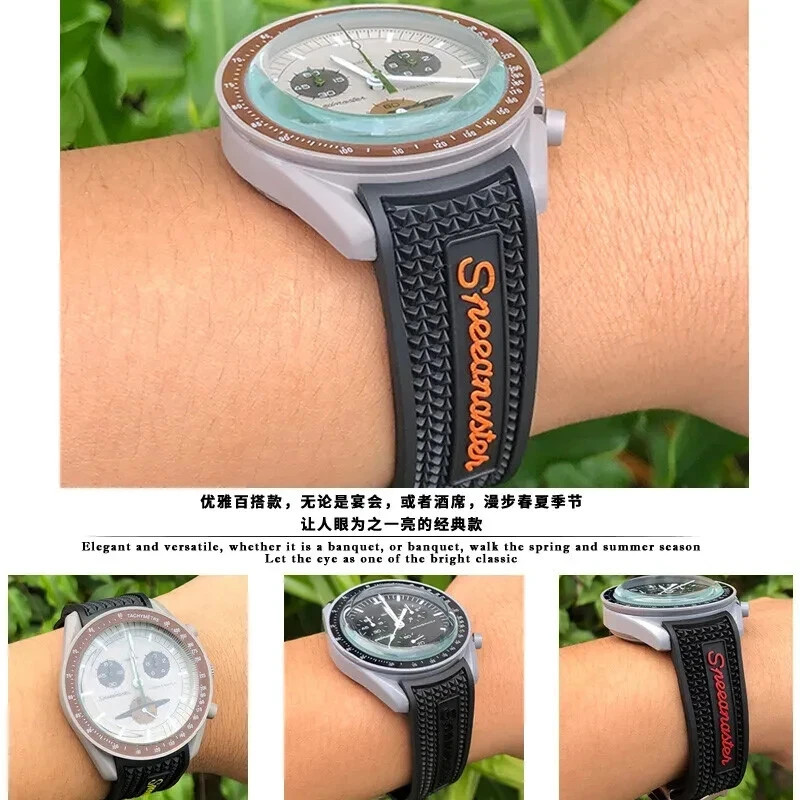18mm 19mm 20mm 21mm Rubber Watch Band Strap Fits Omega Speedmaster MoonSwatch