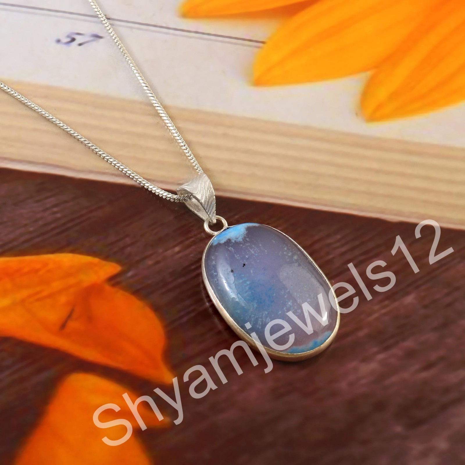 Sterling Silver Natural Oval Multi Color Gemstone Pendant With Chain jewelry