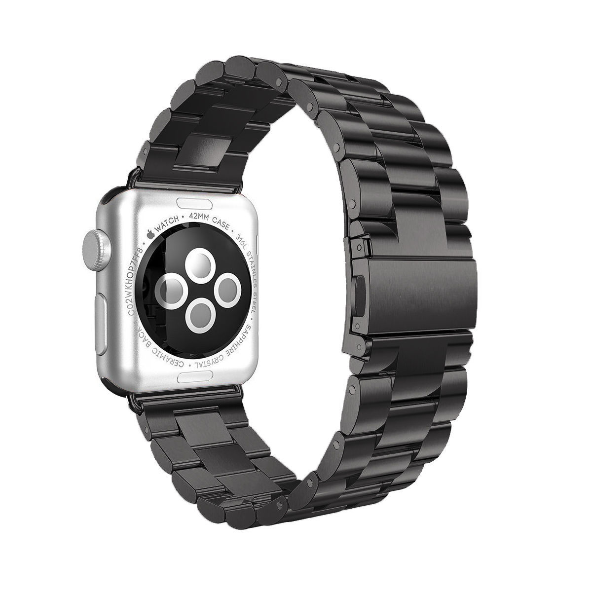 Folding Clasp Stainless Steel Watch Band For iWatch Series 9 8 7 6 5 4 3 2 1 SE