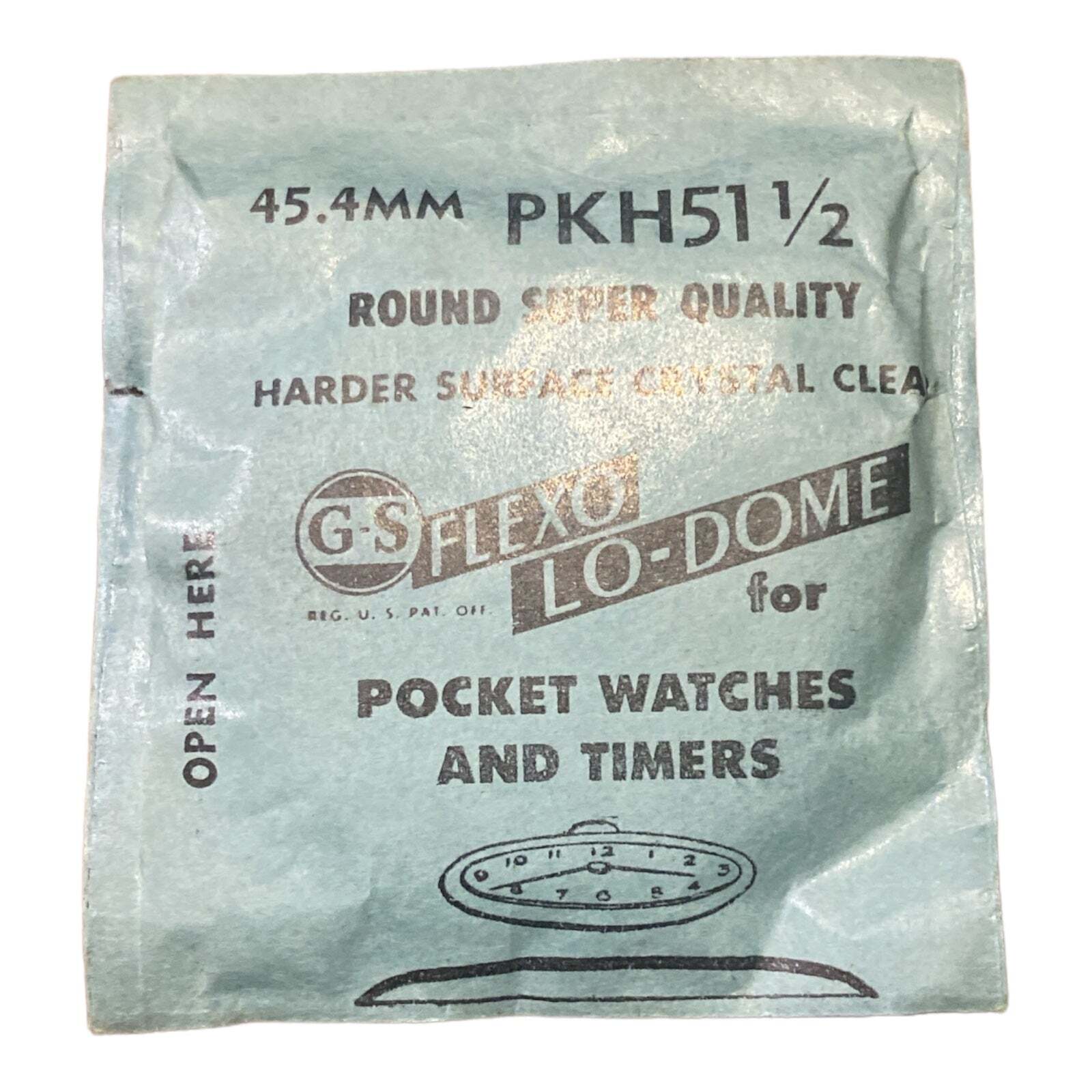 Germanow-Simon Mach (GS) PKH51 1/2 Watch Crystal 45.4mm NOS Part Flexo Lo-Dome