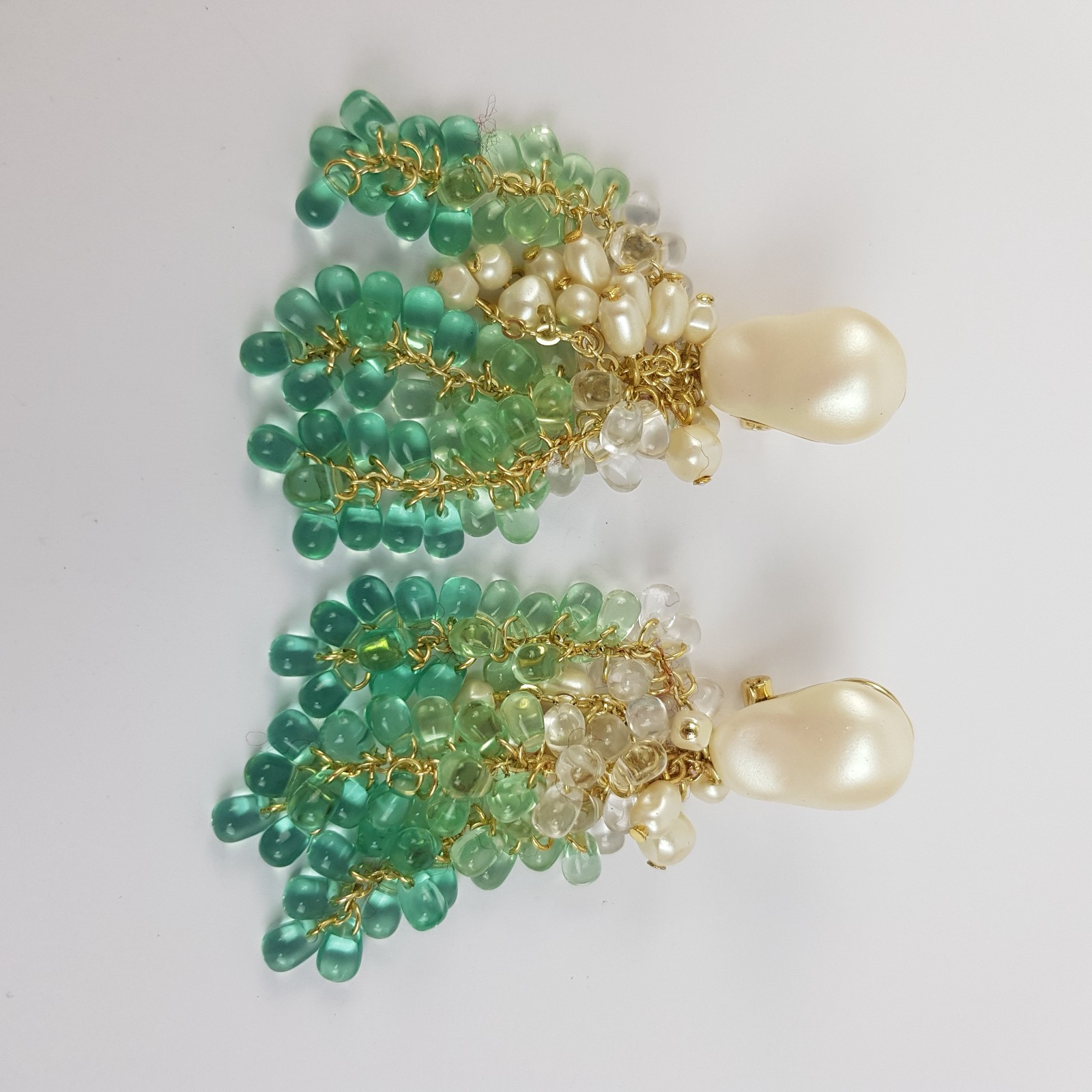 & Other Stories Waterfall Drop Earrings Sea Green Gradient Teardrop Beads