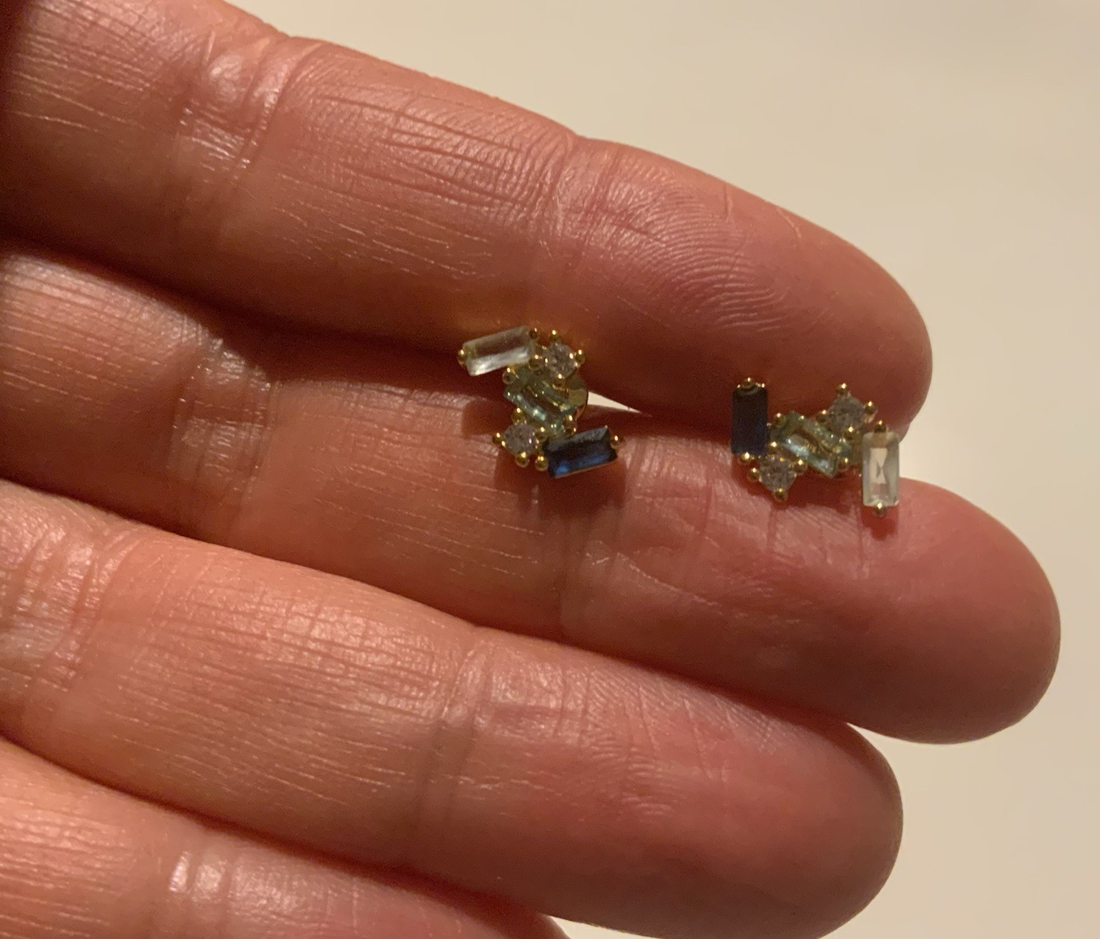 Art Deco Geometric Crystal Museum Missoma Modern Art Earrings Gold Stud CZ Boho
