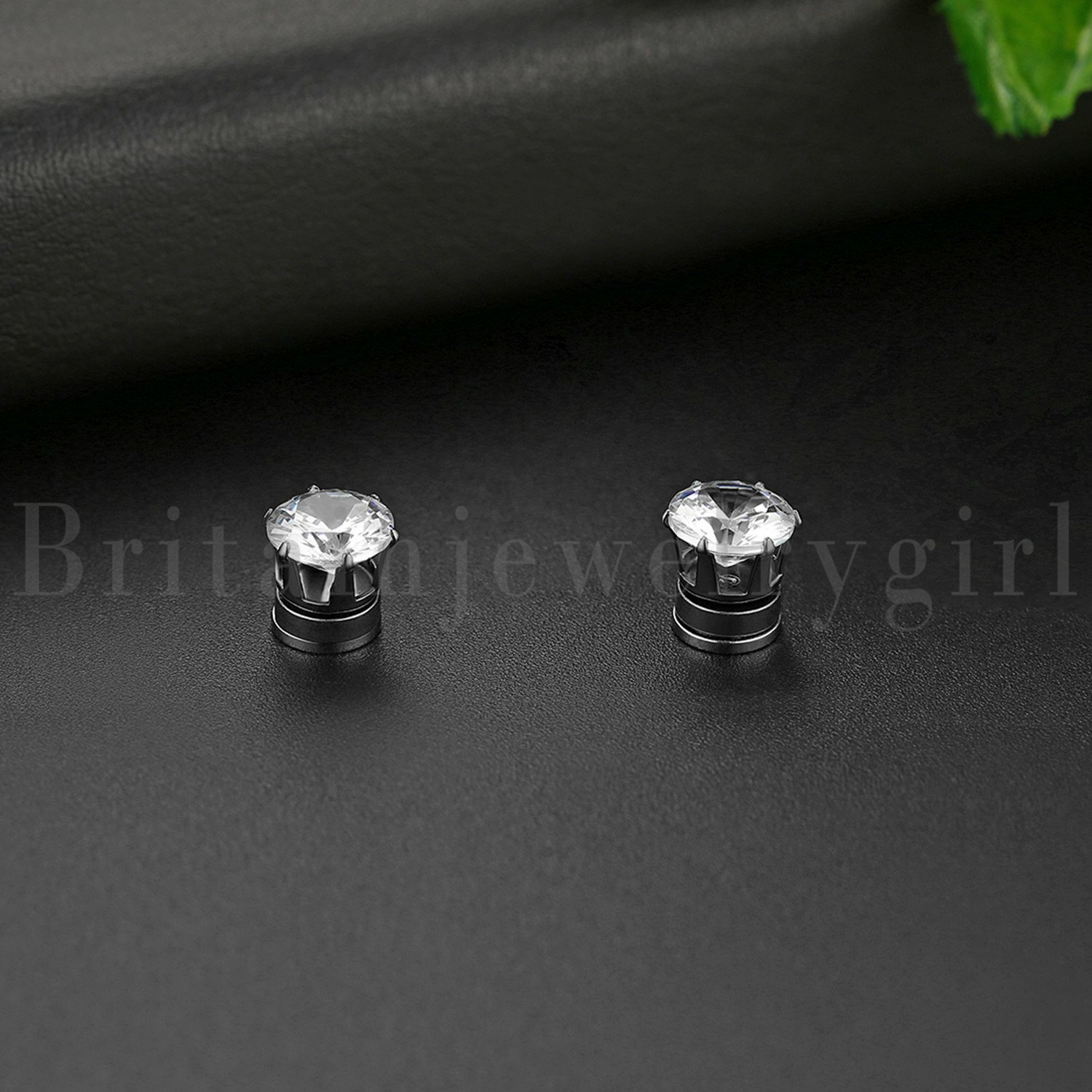 Stainless Steel Magnetic CZ Stud Earrings for Womens Mens Non-Piercing Clip On