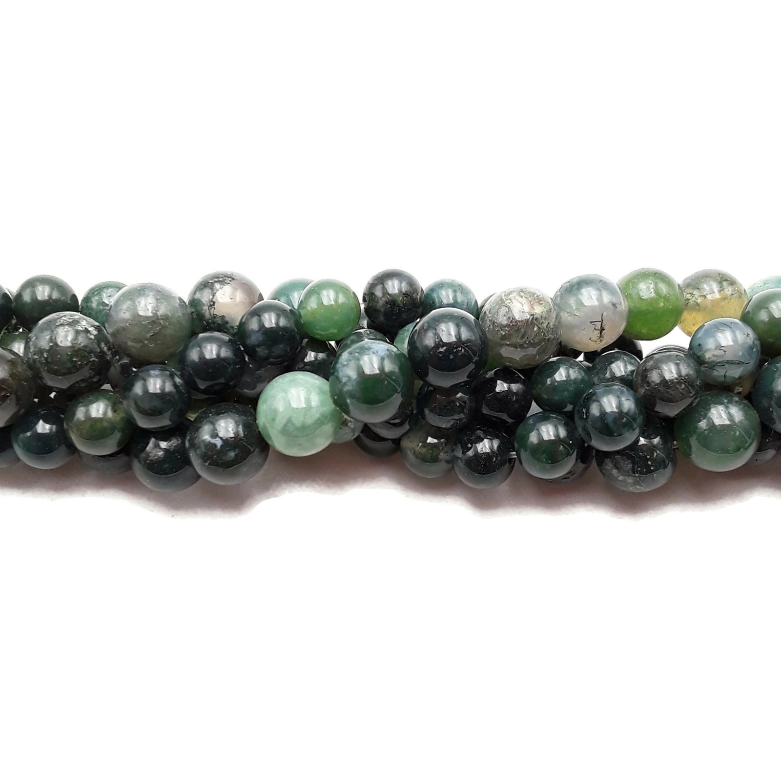 Green Moss Agate Smooth Round Beads 4mm 6mm 8mm 10mm Approx 15.5″ Strand
