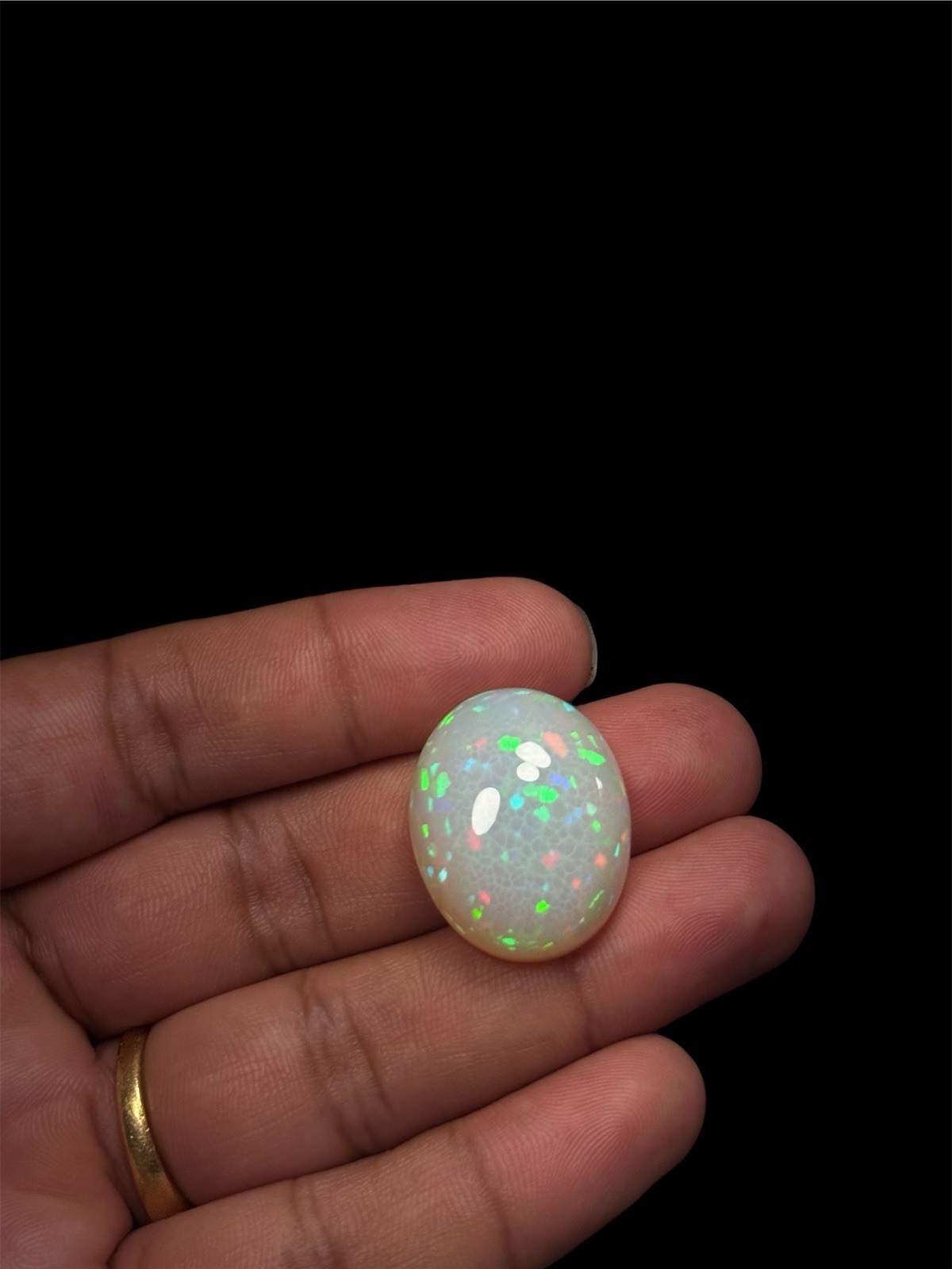 Natural White Opal 40.52 Ct Oval Cabochon Loose Gemstone Certified Play of Color