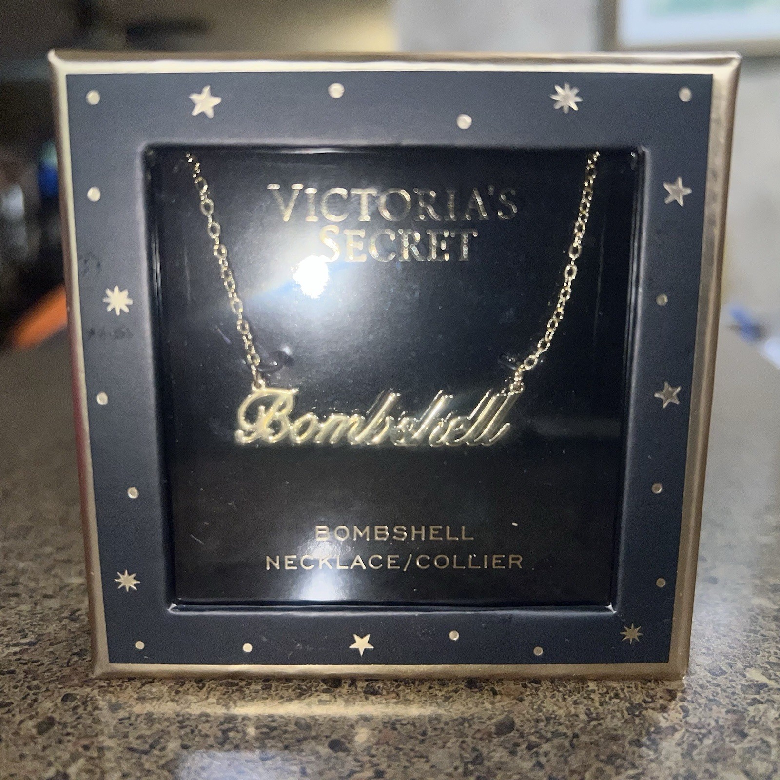 Victoria’s Secret Bombshell Gold Metal Asymmetrical Charm Pendant Cable Necklace