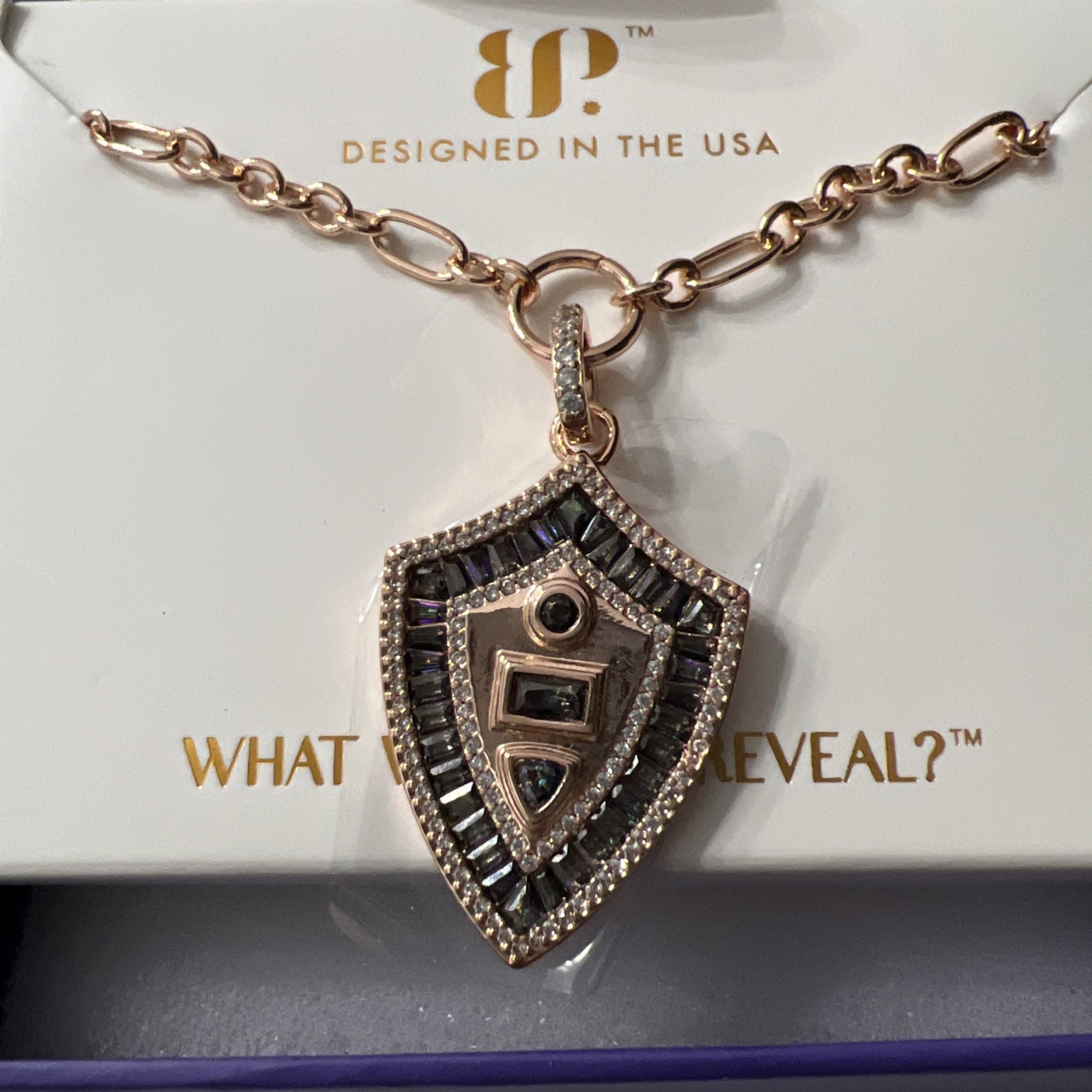 Bomb party June 2026 necklace “The Arabella Shield” LC Alexandrite RG plating
