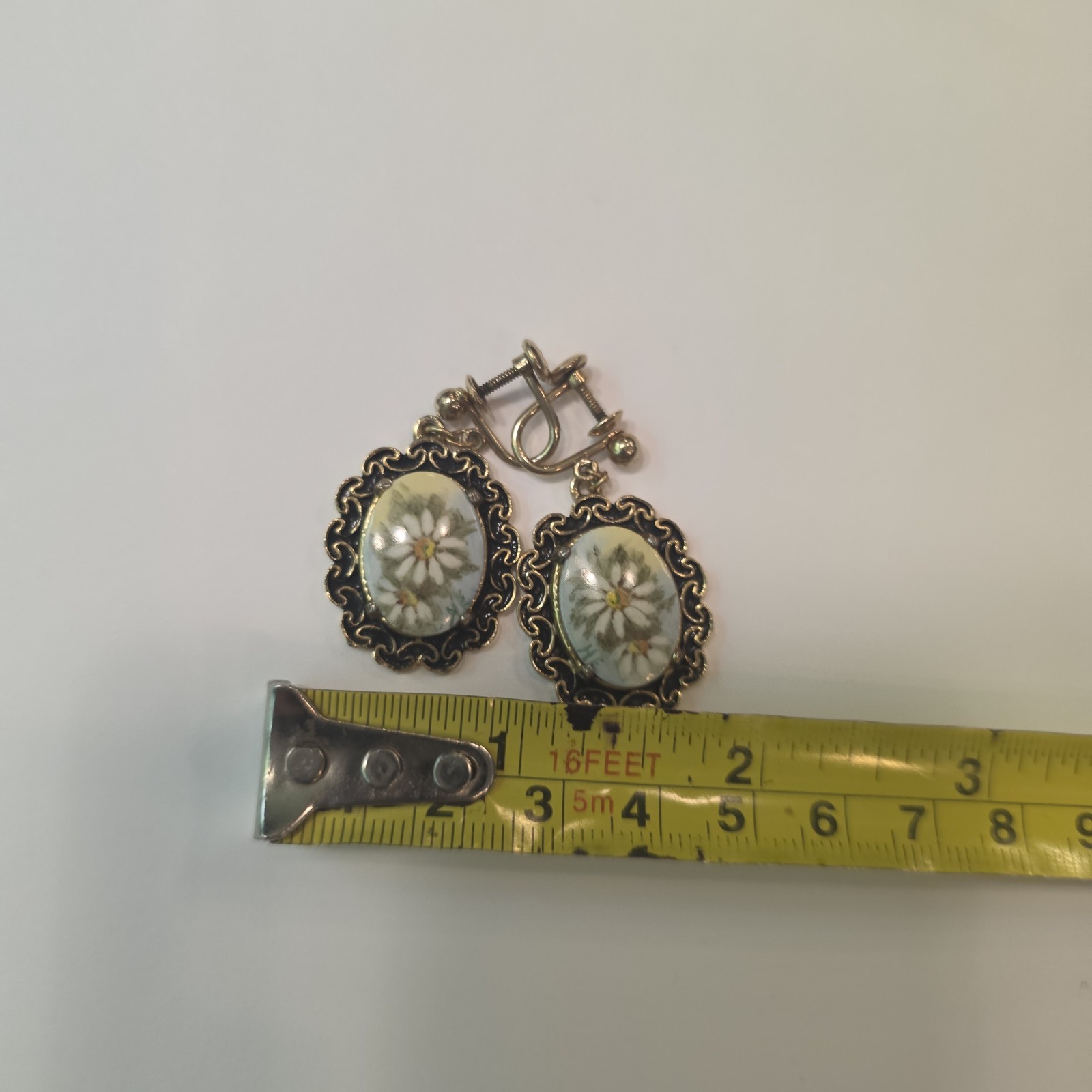 12K GF Gold Filled Screw Back Floral Earrings By Van Dell