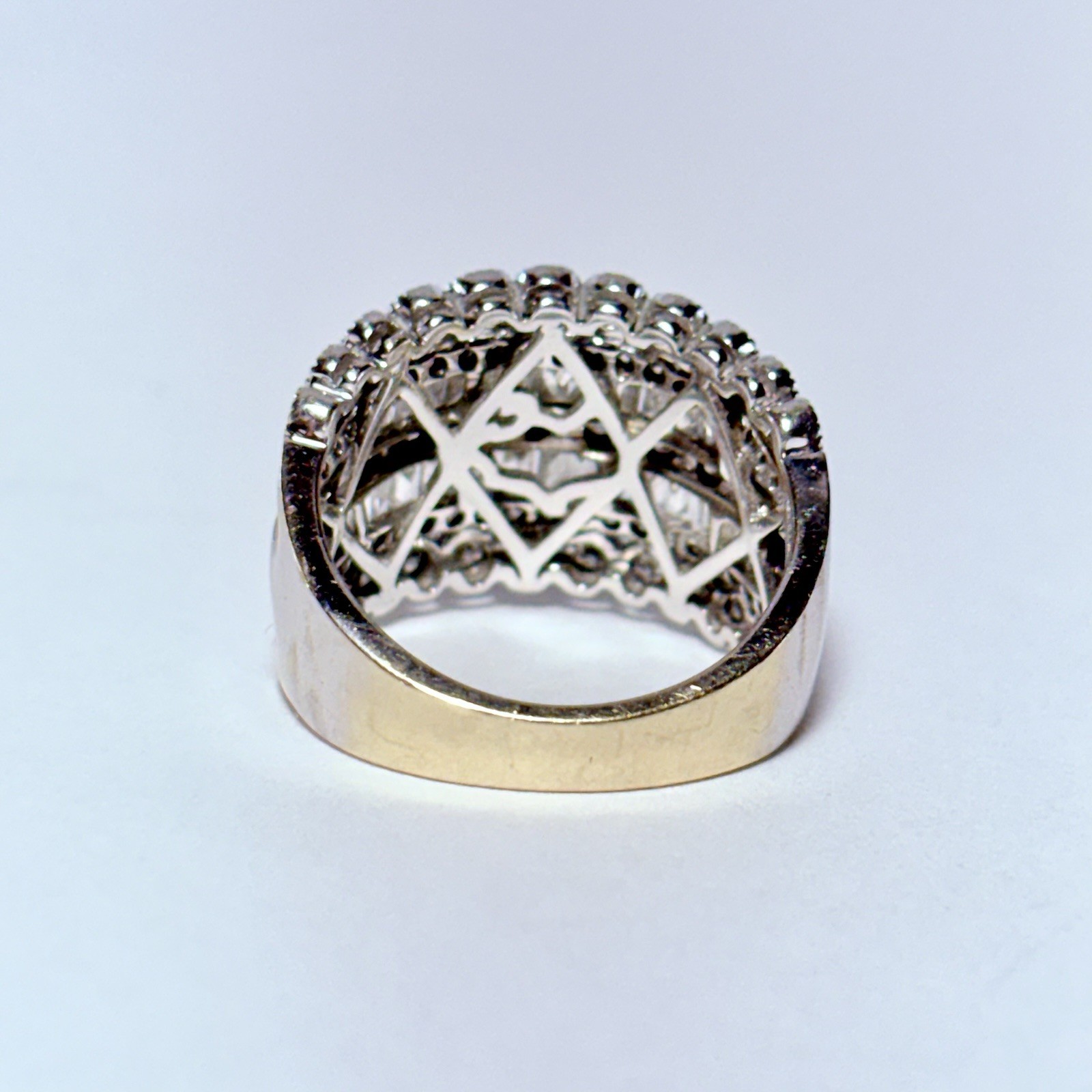 EFFY 14K White Gold Multi Row 0.76ctw Diamond Size 7.25 Band Ring 6.5g