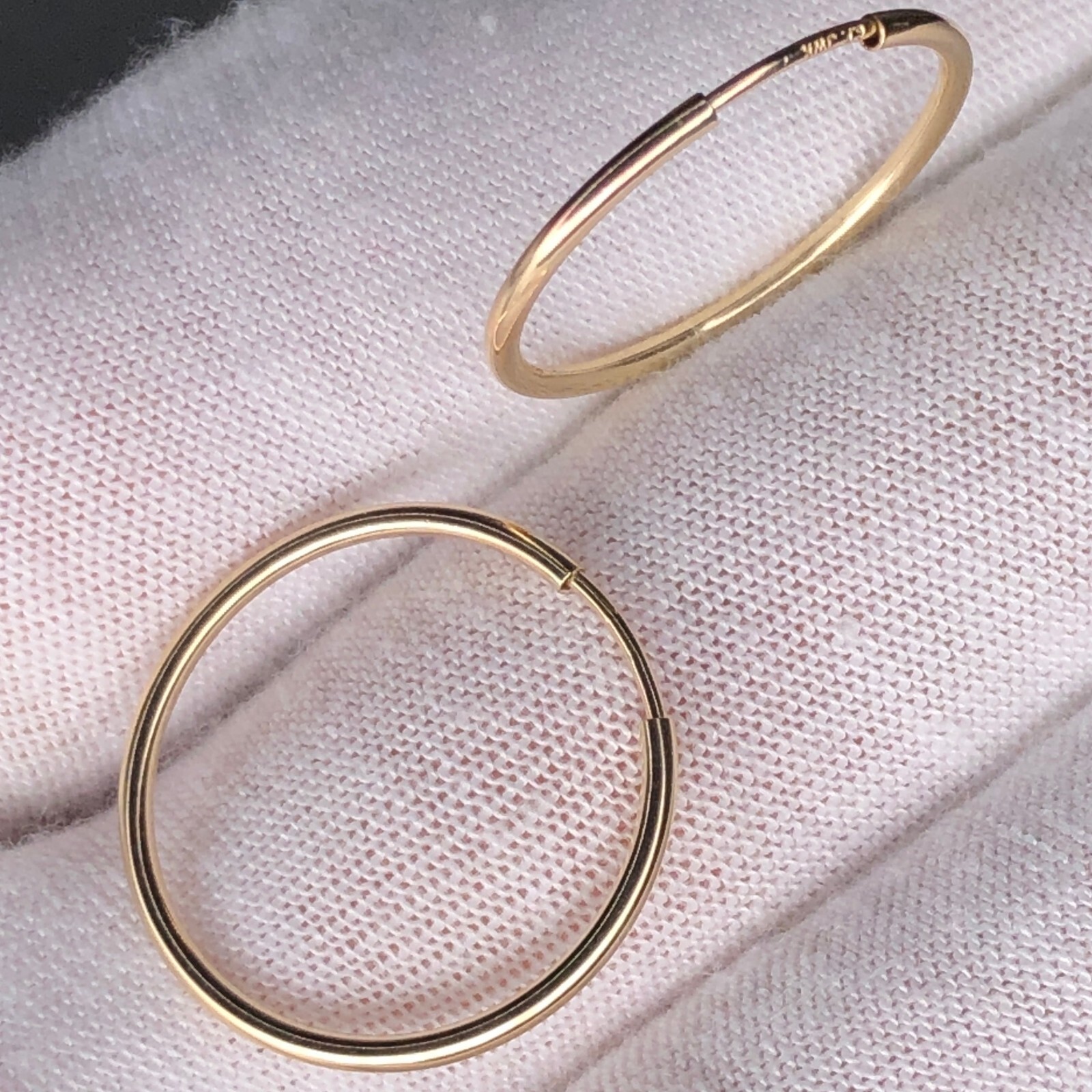 Real Solid 1/20 14K Yellow Gold Round Endless Hoop Earrings mm Women Men