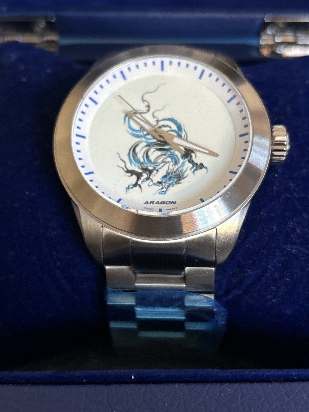 Aragon 3D Dragon Swiss Automatic Watch 30th Ann. Limited Edition White Dial 42mm