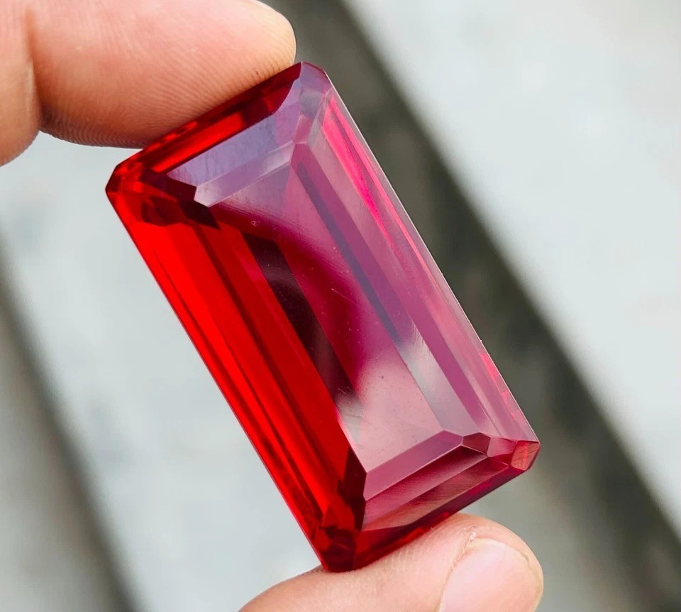 GIE 19.55 Ct Natural Certified Emerald Cut BURMA Blood Red Ruby Loose Gemstone
