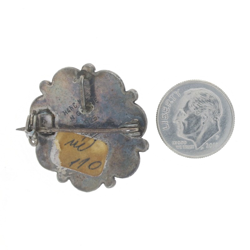 Skiathitis Rhodos Simulated Turquoise Brooch/Pendant Sterling 925 Gold Fill Pin