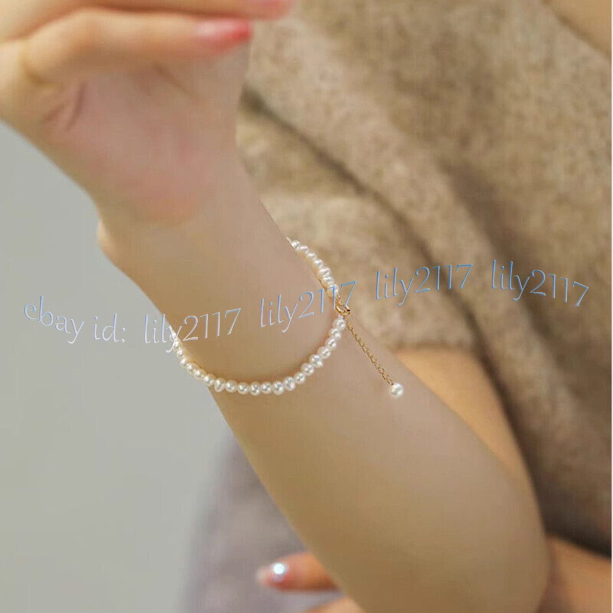 Mini 2-3mm Genuine Natural White Akoya Pearl Real Pearl Bracelet 7.5 inches