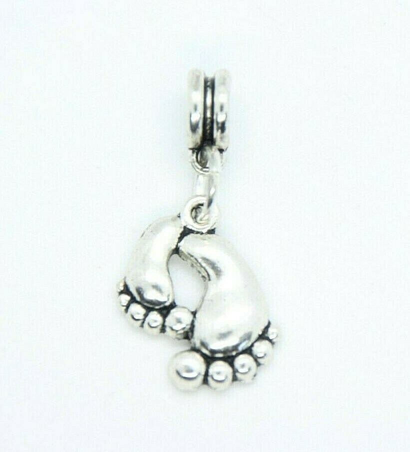 Baby Feet Charms Clip On Lobster Claw Clasp, Side Slider Charms New Mom Shower