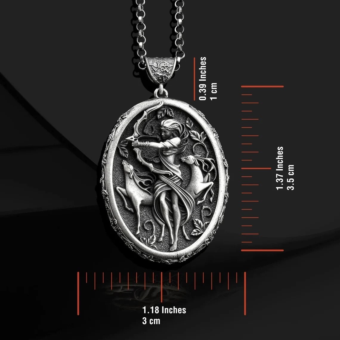 Greek Goddess Diana Artemis Necklace 925 Sterling Silver Necklace US Duty Free